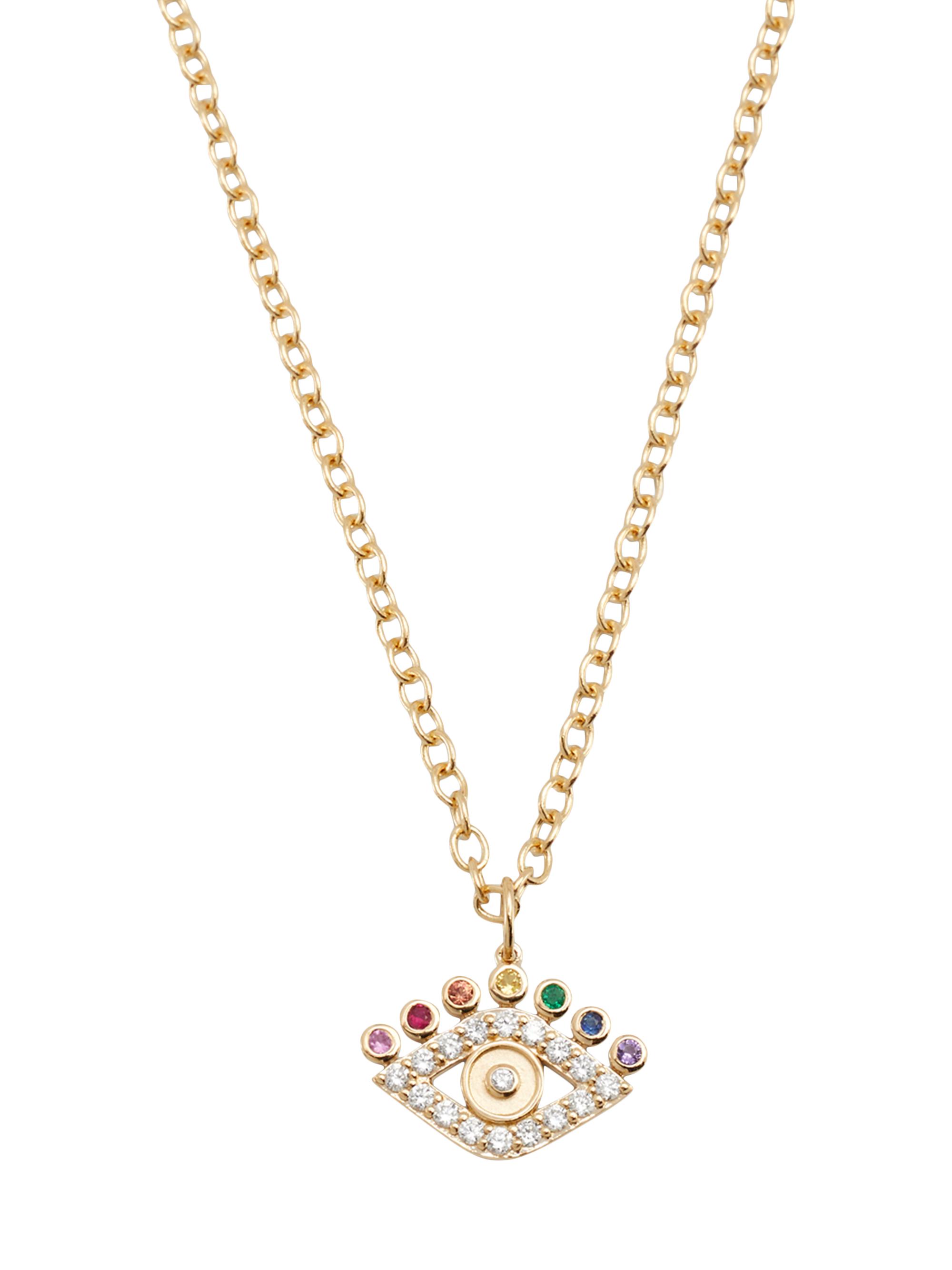 Sydney Evan Women's Evil Eye 14K Yellow Gold, Multi-Stone & X TCW Diamond Pendant Necklace - Gold