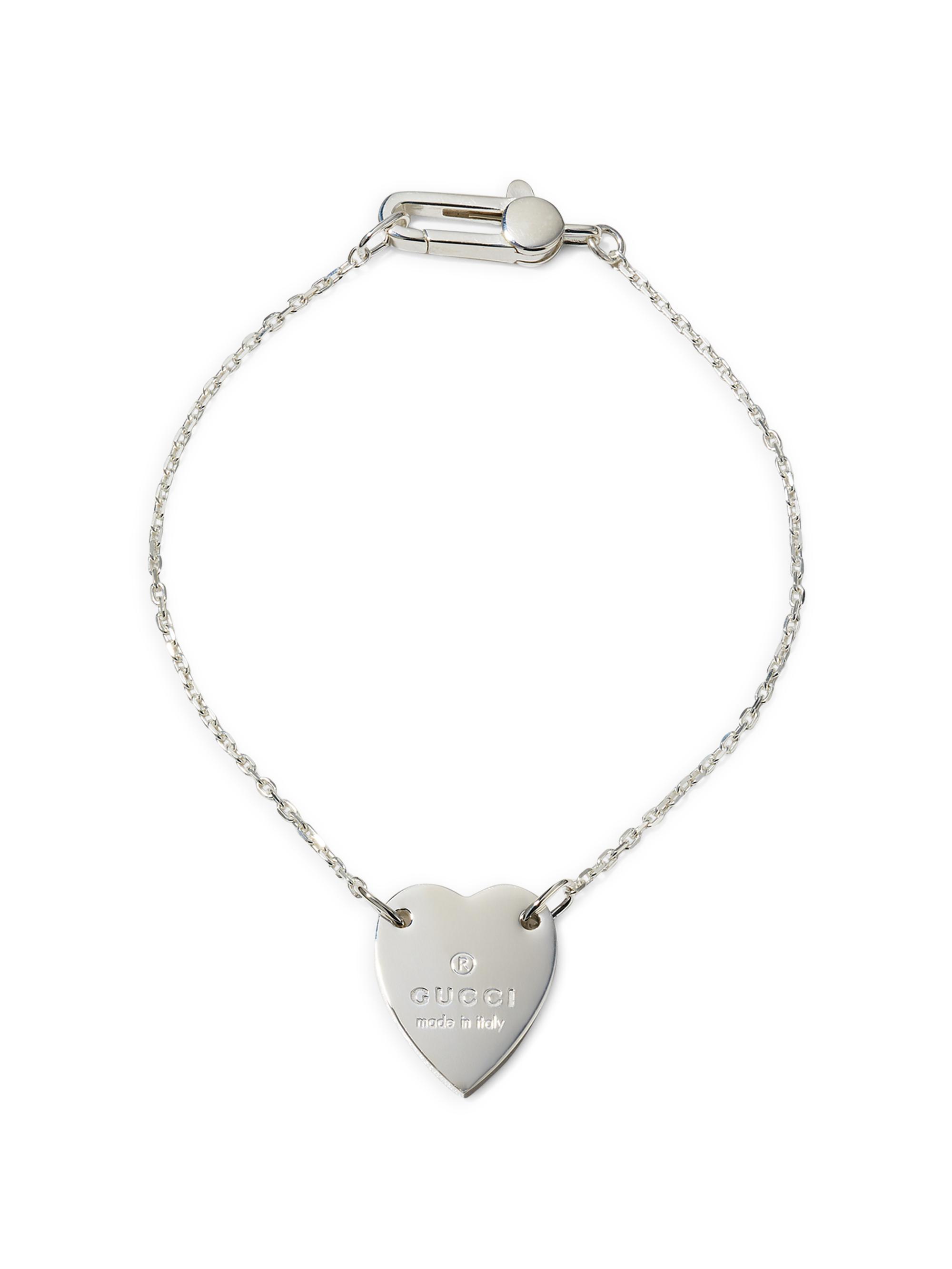Gucci Women's Heart Charm Sterling Silver Bracelet - Silver