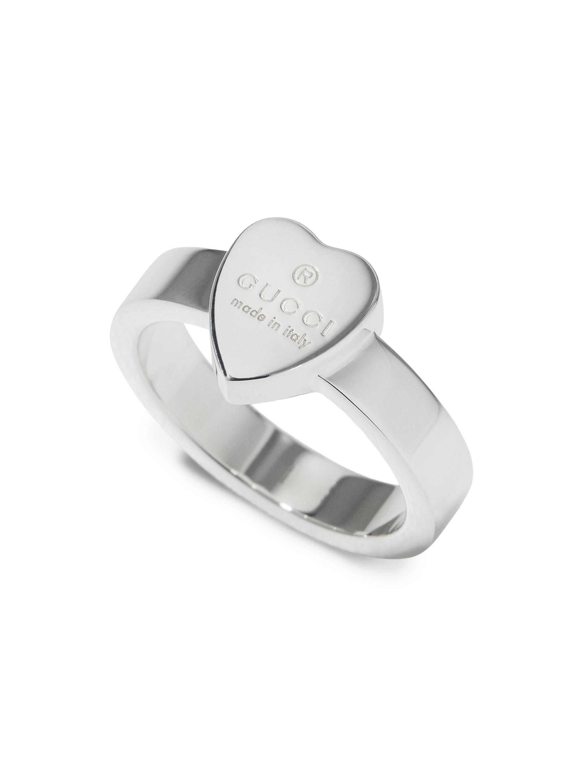 Gucci Women's Engraved Heart Sterling Silver Ring - Silver
