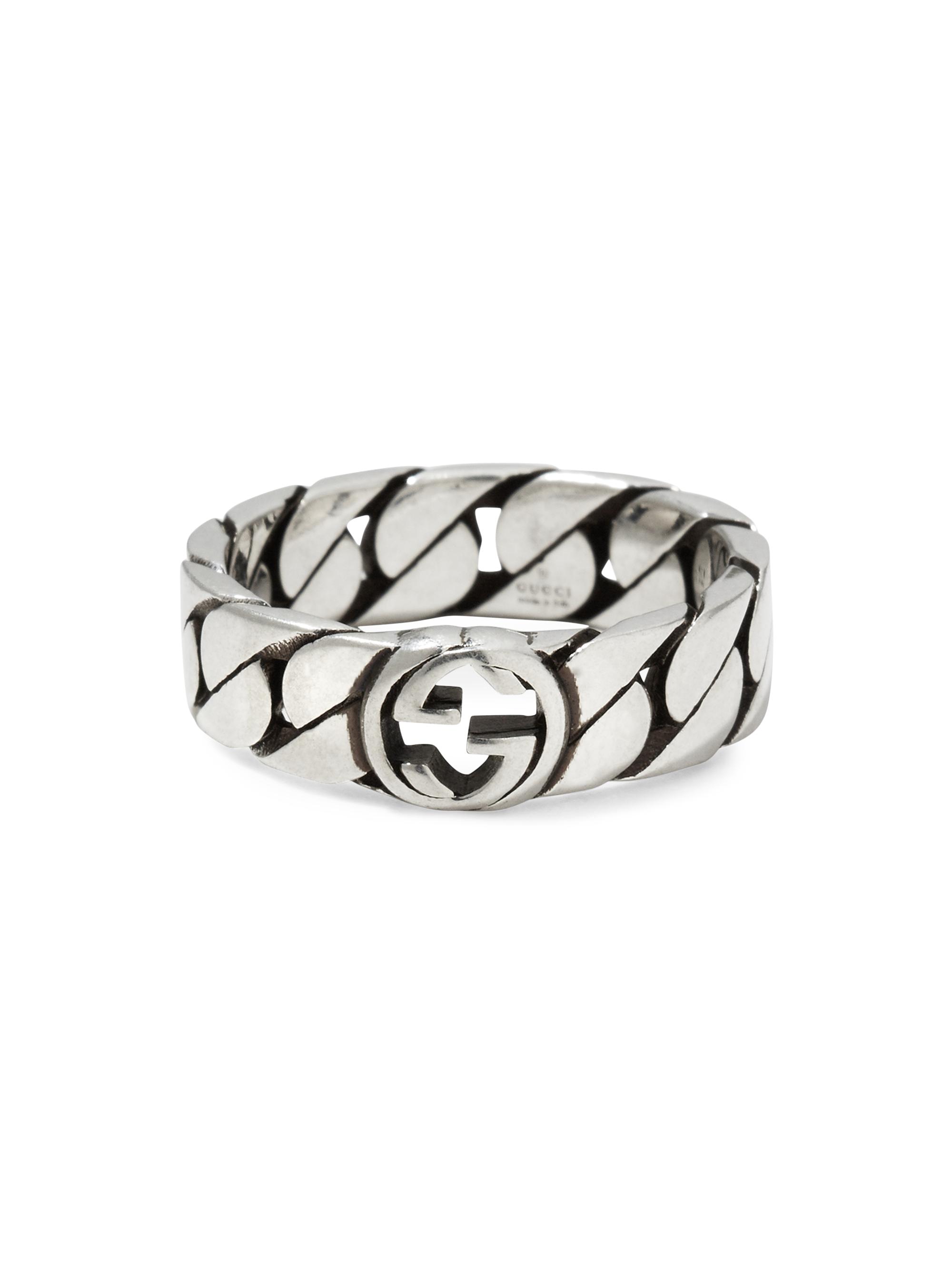 Gucci Women's Interlocking-G Sterling Silver Fixed Chain Ring - Silver