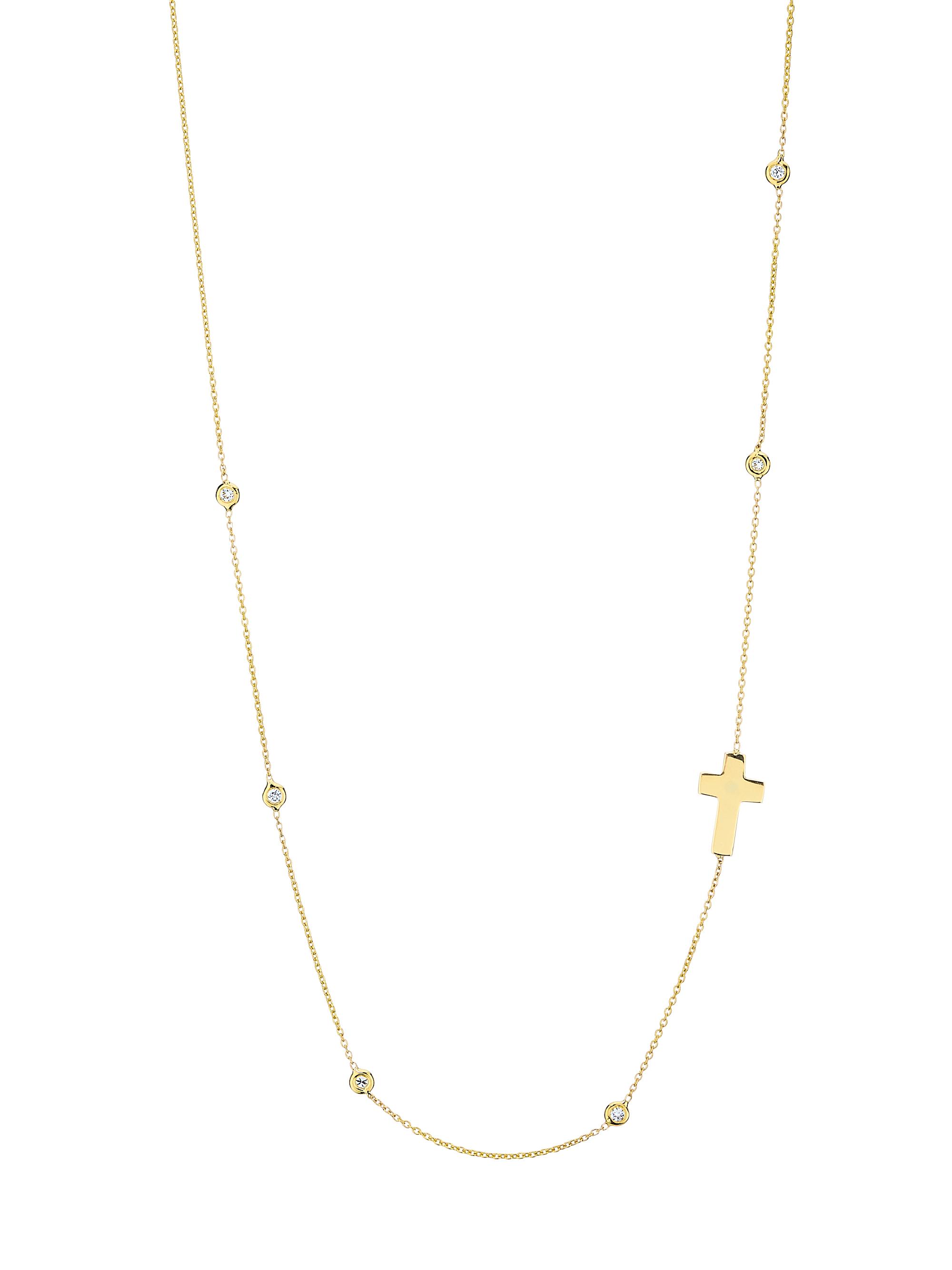 Roberto Coin Women's Tiny Treasures 18K Yellow Gold & 0.12 TCW Diamond Cross Pendant Necklace - Yellow Gold