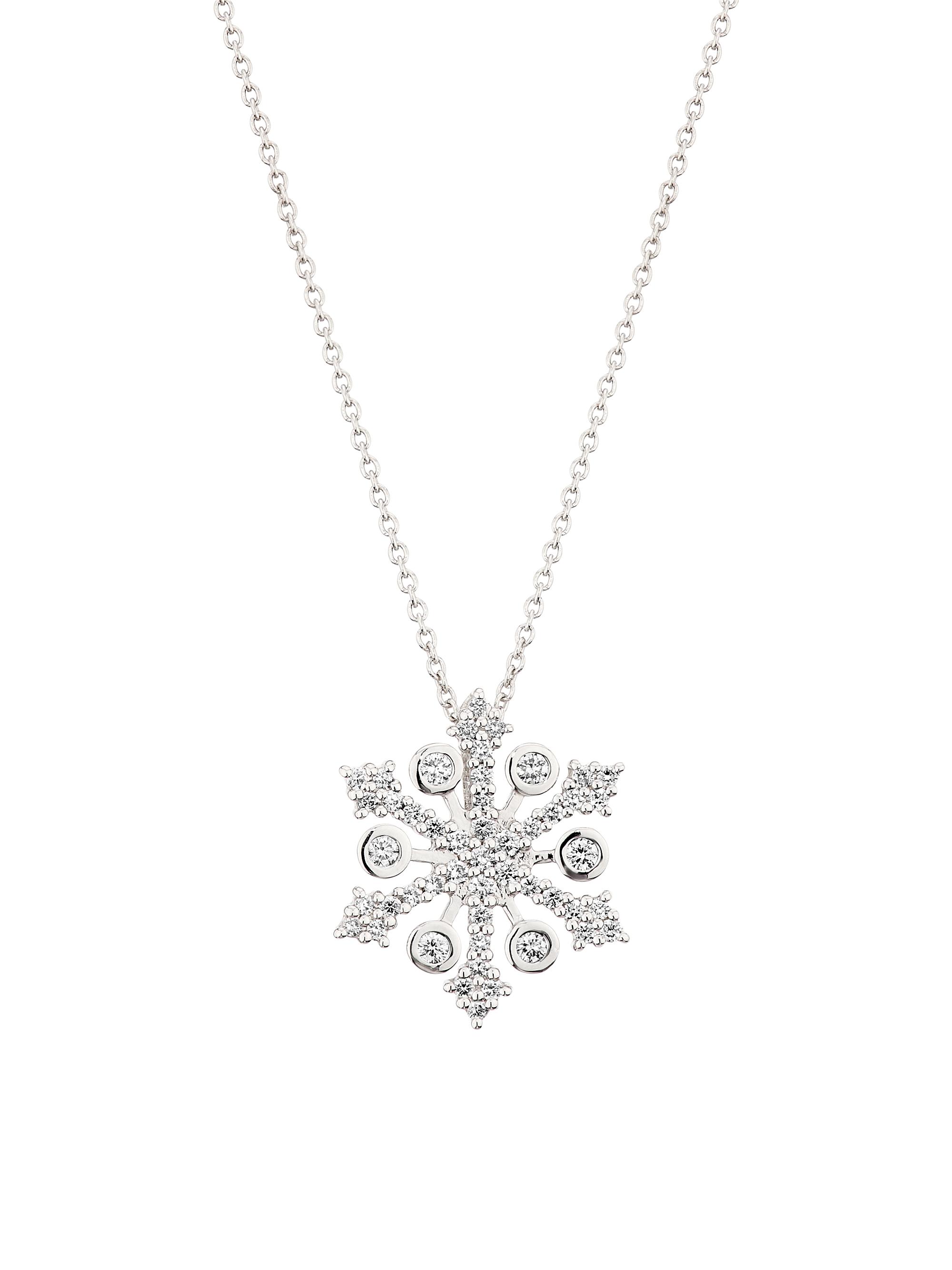 Roberto Coin Women's Tiny Treasures 18K White Gold & 0.32 TCW Diamond Snowflake Pendant Necklace - White Gold