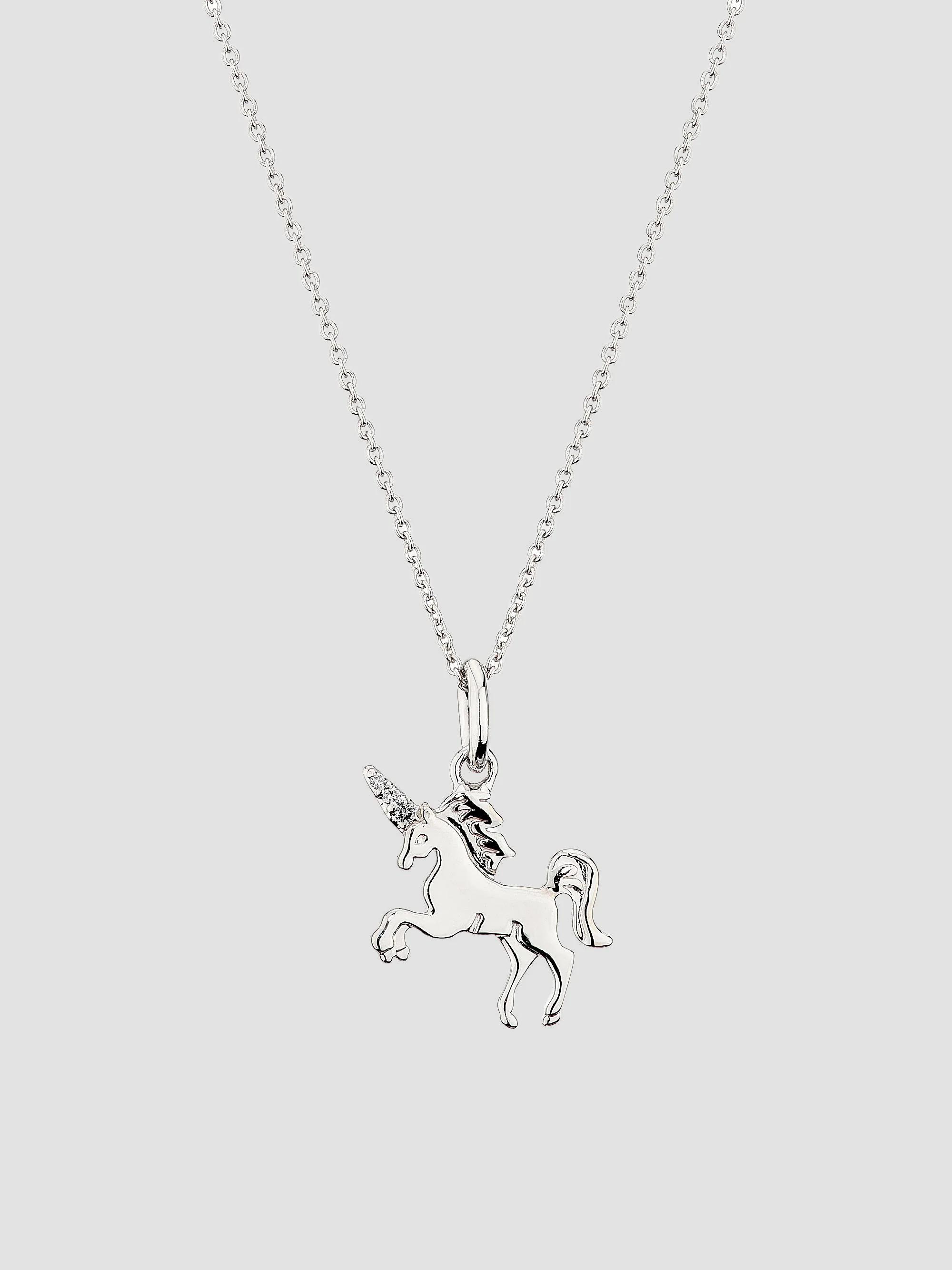 Roberto Coin Women's Tiny Treasures 18K White Gold & 0.01 TCW Diamond Unicorn Pendant Necklace - White Gold