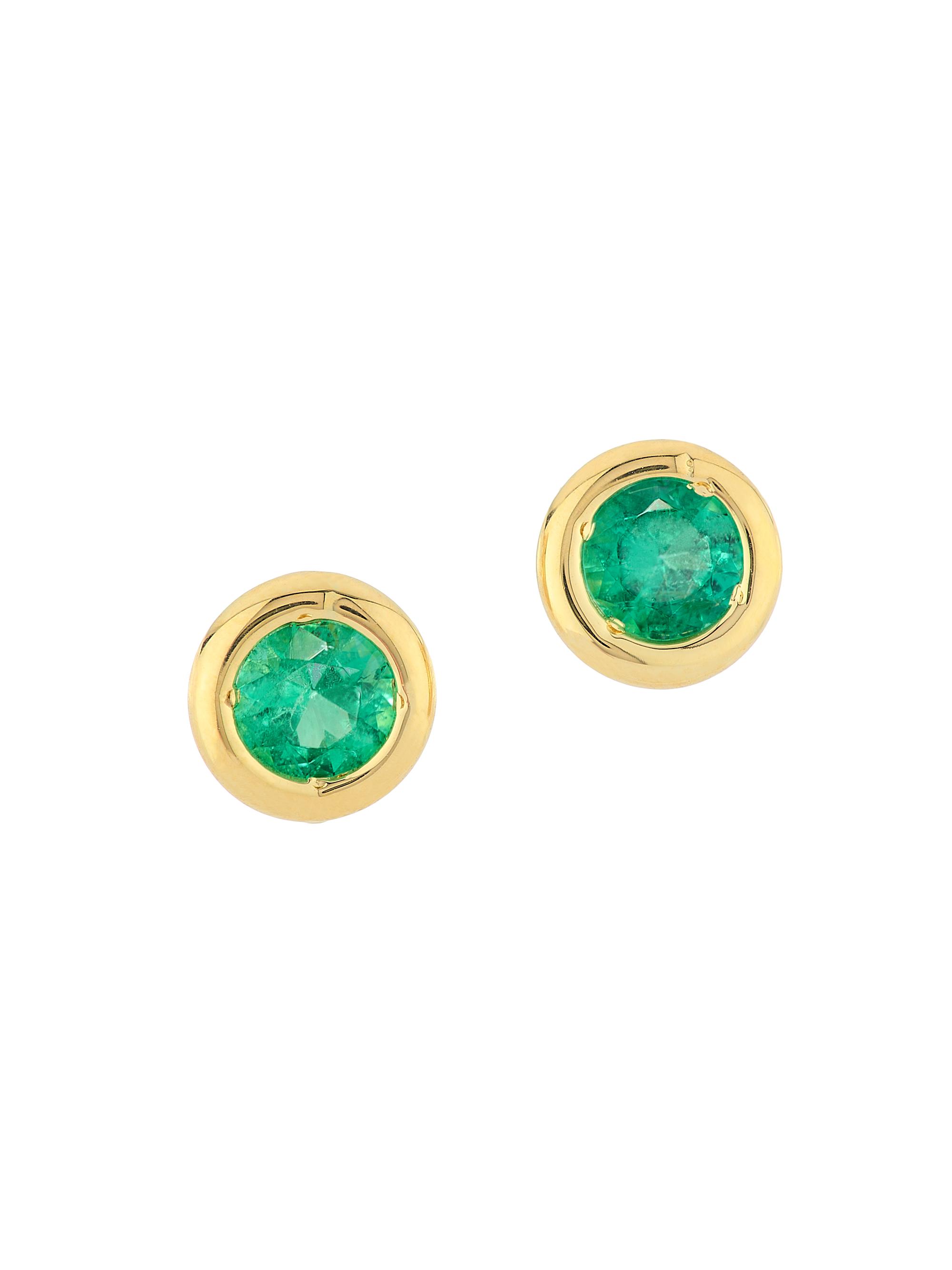 Roberto Coin Women's Tiny Treasures 18K Yellow Gold & Emerald Stud Earrings - Emerald