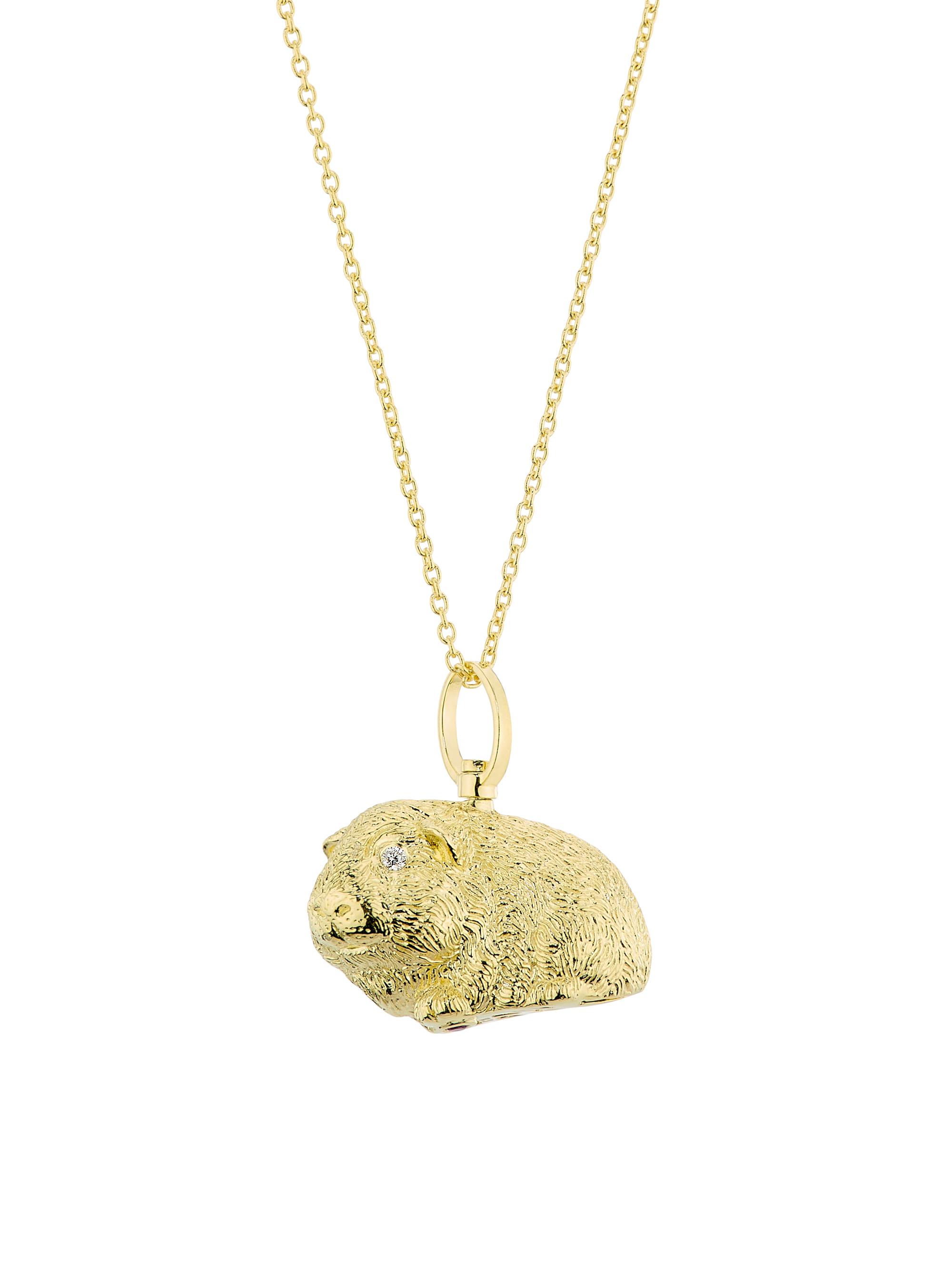 Roberto Coin Women's Tiny Treasures 18K Yellow Gold & 0.02 TCW Diamond Guinea Pig Pendant Necklace - Yellow Gold