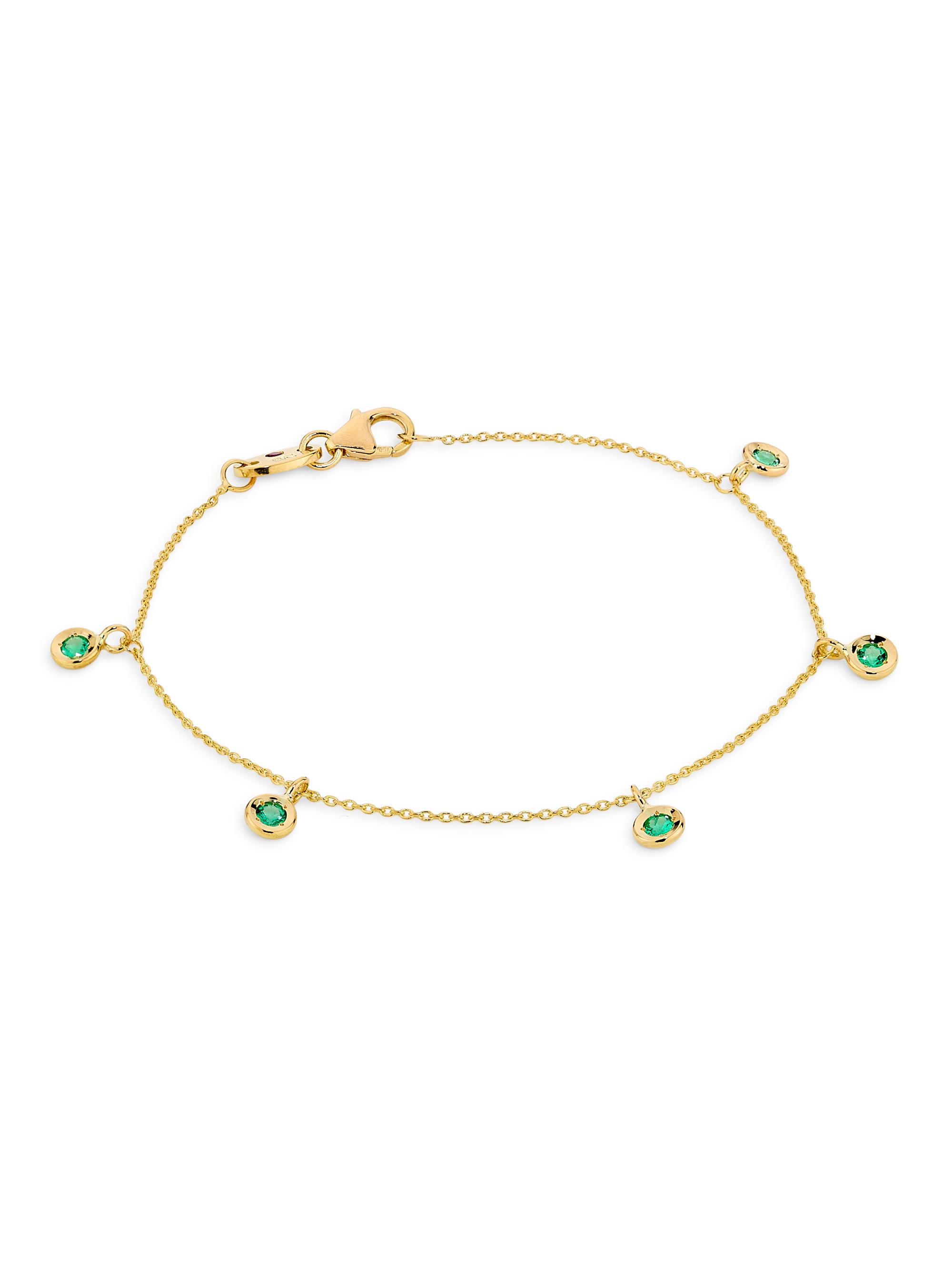 Roberto Coin Women's Diamonds By The Inch 18K Yellow Gold & Emerald Station Bracelet - Emerald