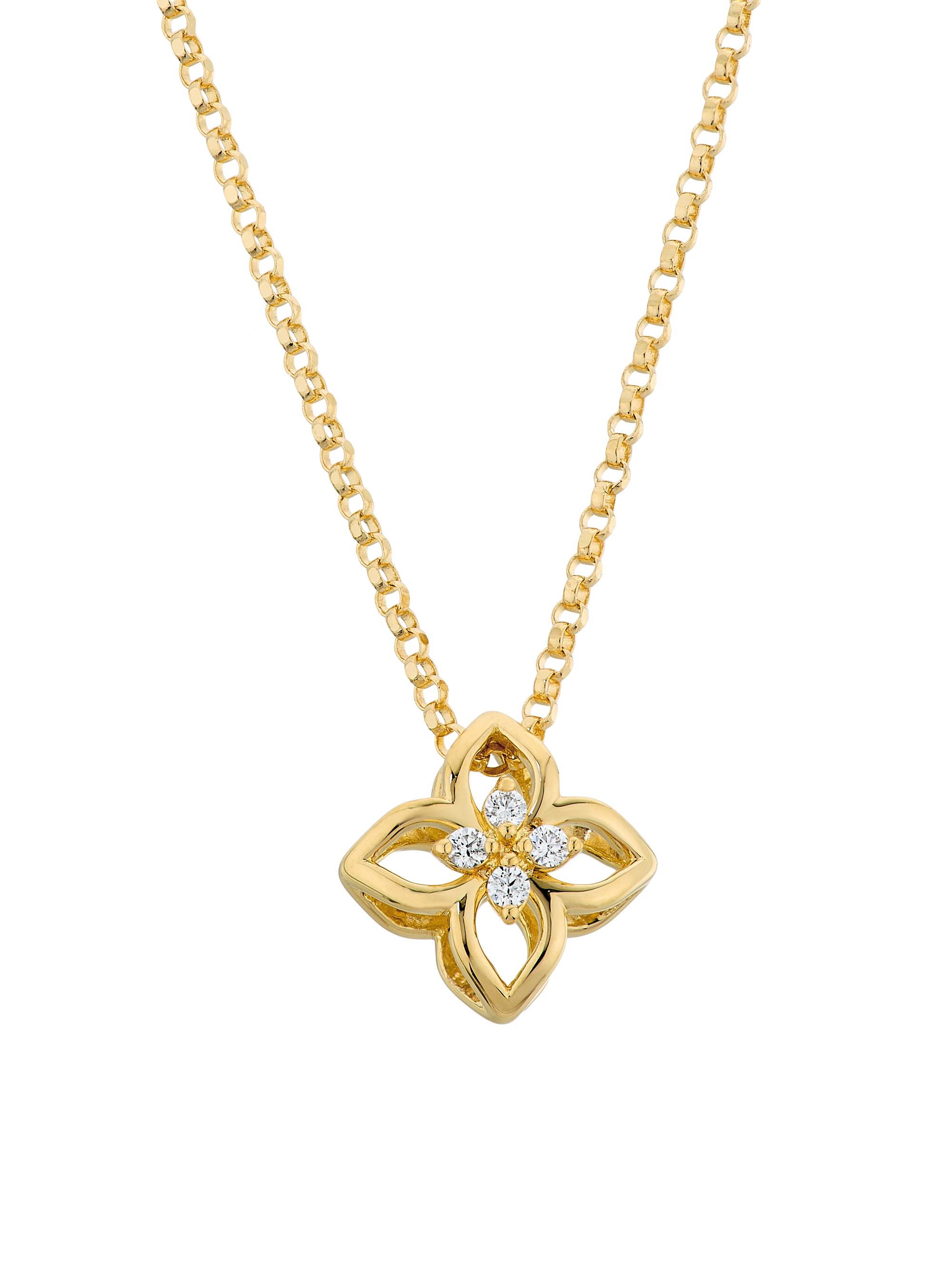 Roberto Coin Women's Petit Venetian Princess 18K Yellow Gold & 0.06 TCW Diamond Flower Pendant Necklace - Yellow Gold
