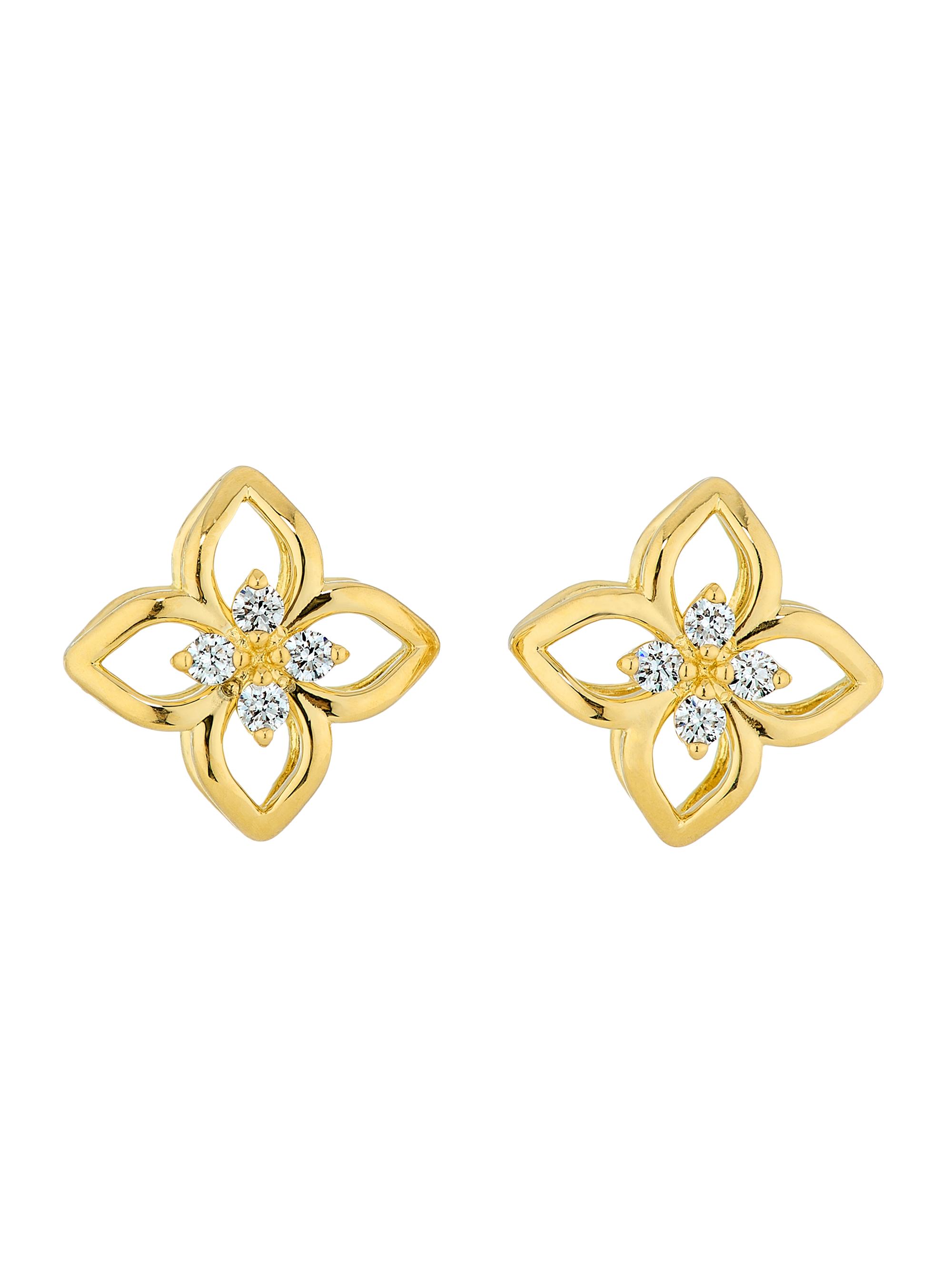 Roberto Coin Women's Venetian Princess 18K Yellow Gold & 0.12 TCW Diamond Flower Stud Earrings - Yellow Gold