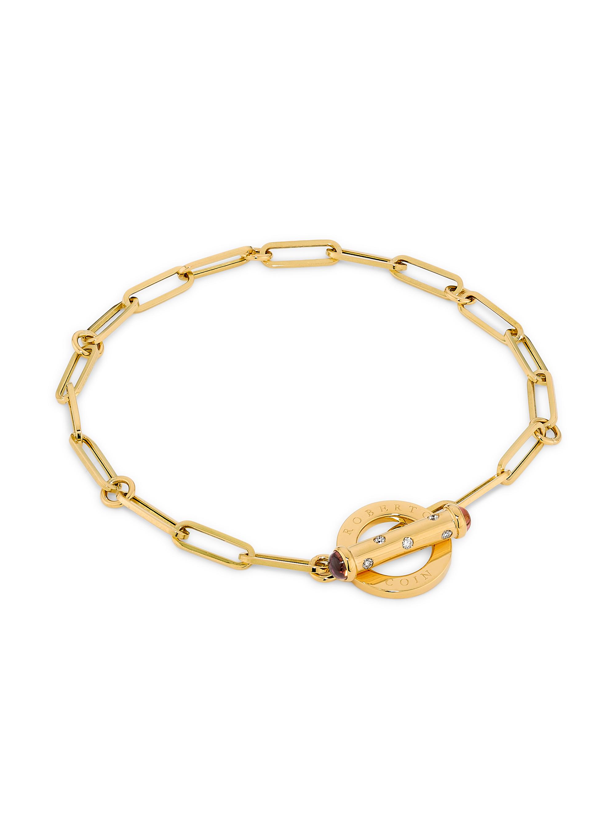 Roberto Coin Women's 18K Yellow Gold, Ruby & 0.07 TCW Diamond Paper Clip Chain Bracelet - Yellow Gold