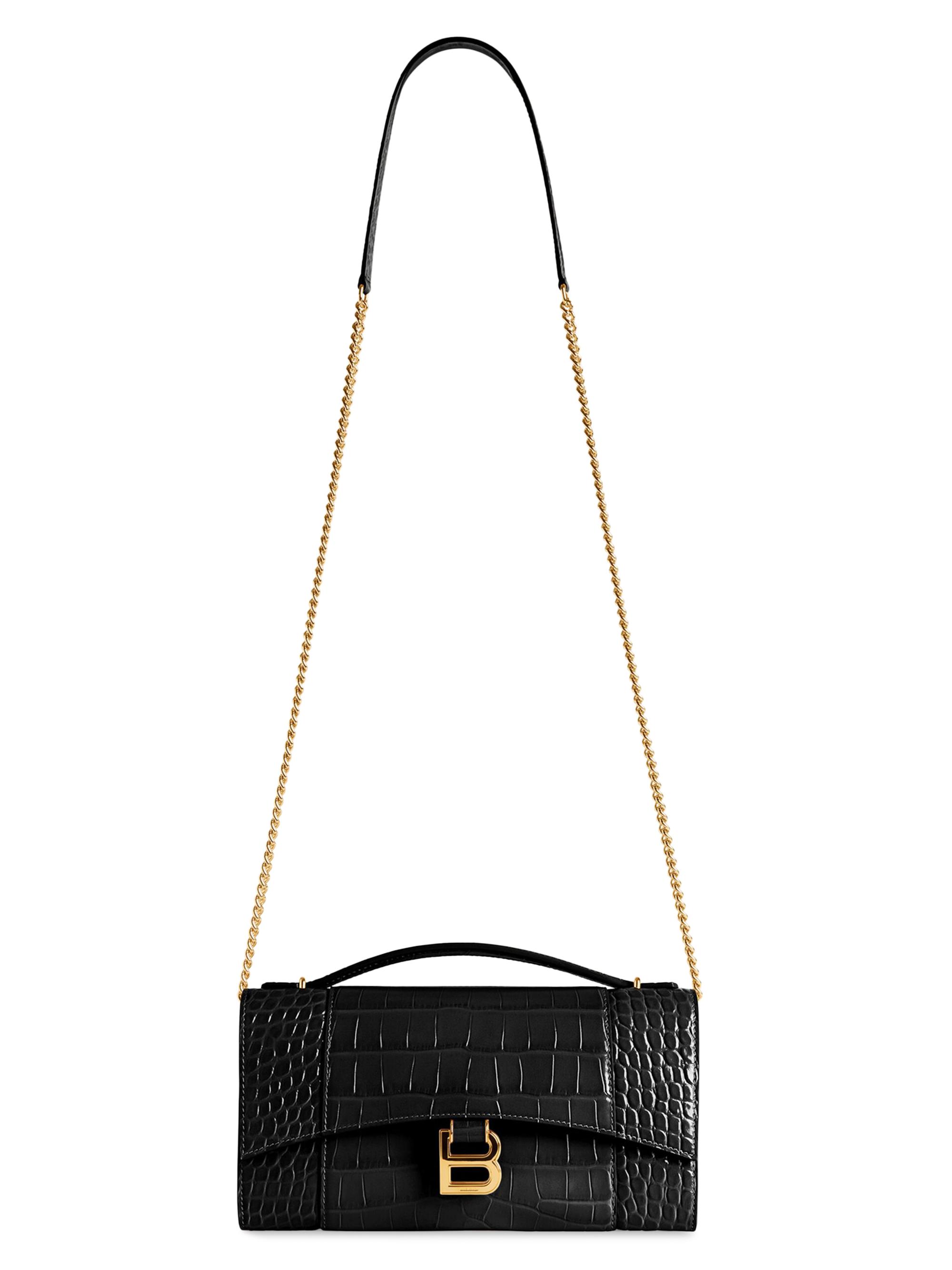 Balenciaga Women's Hourglass Pochette with Chain - Black