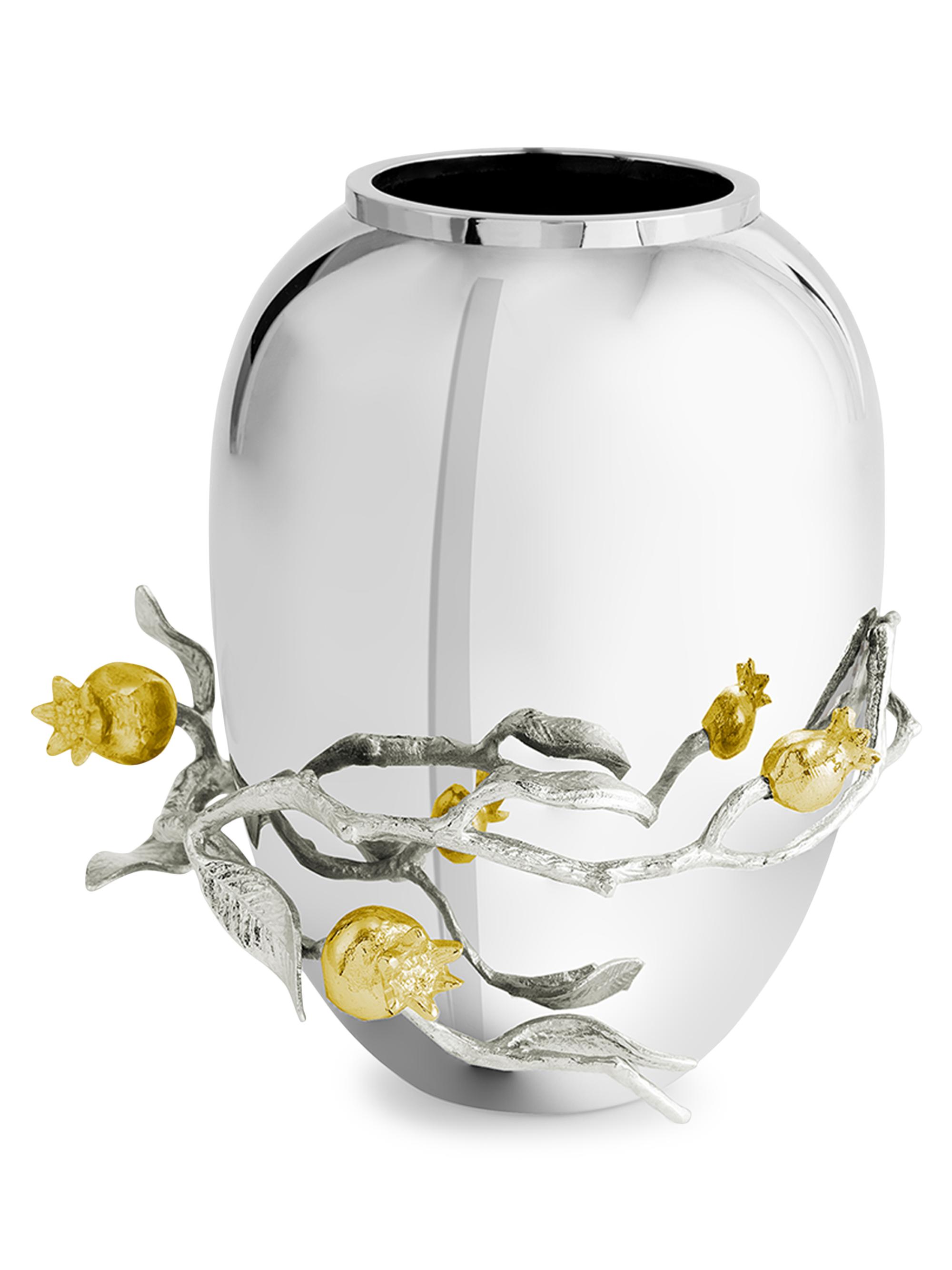 Michael Aram Medium Pomegranate Silver & Gold Vase - Grey Yellow
