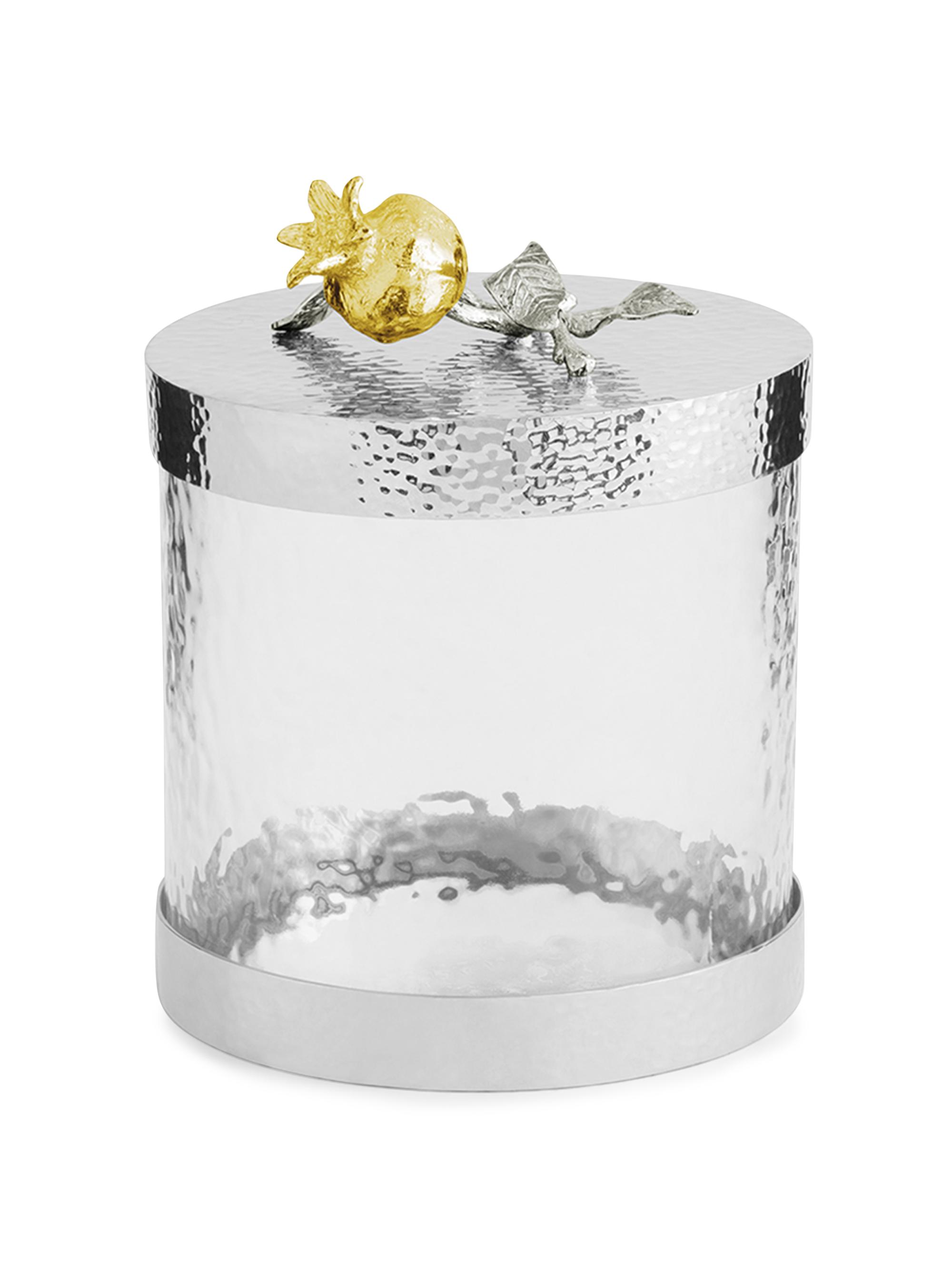 Michael Aram Extra Small Pomegranate Silver & Gold Canister - Grey Yellow