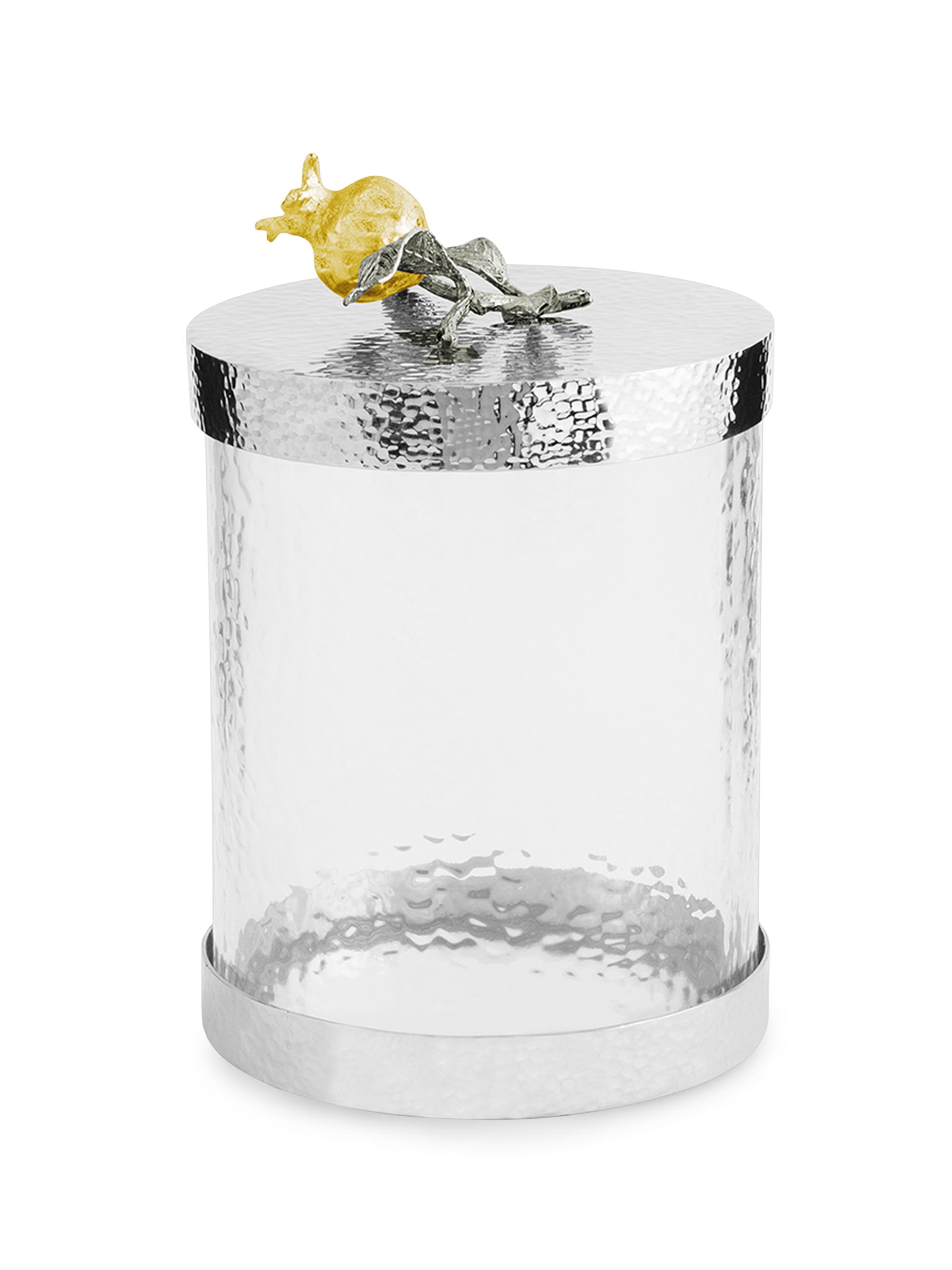 Michael Aram Small Pomegranate Silver & Gold Canister - Grey Yellow