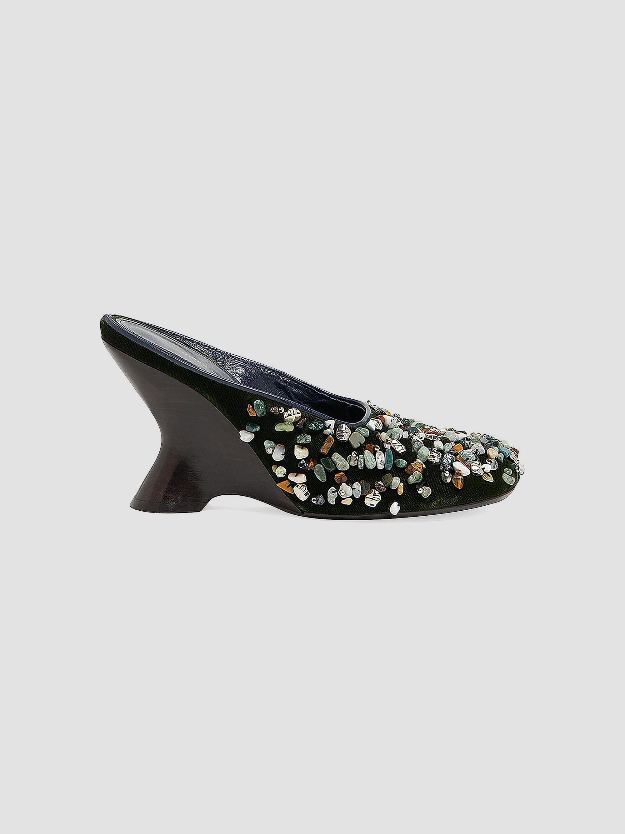 Dries Van Noten 90MM Stone-Embellished Velvet Mules | Saks Fifth