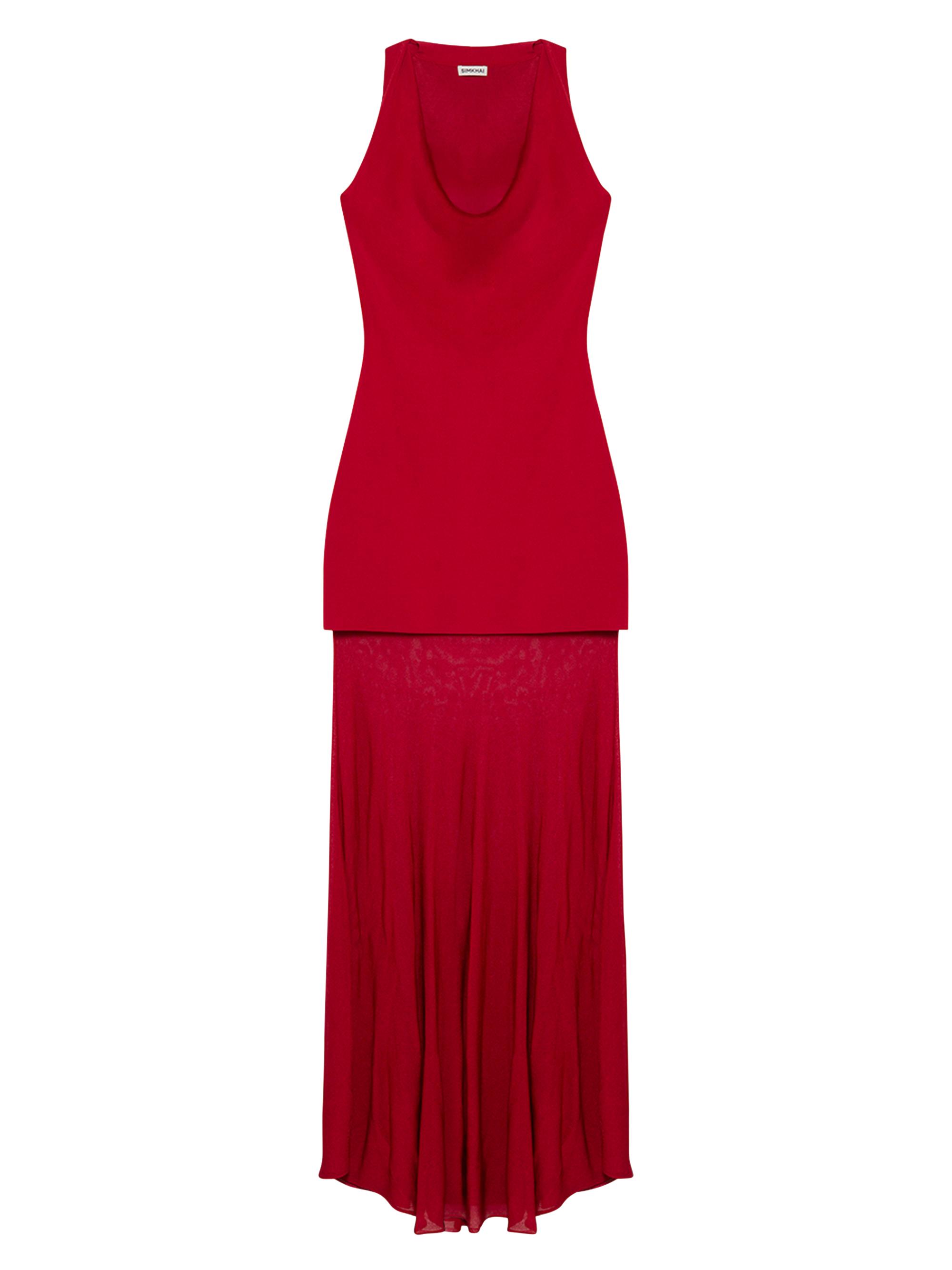 SIMKHAI Women's Xena Sheer Halter Maxi Dress - Red