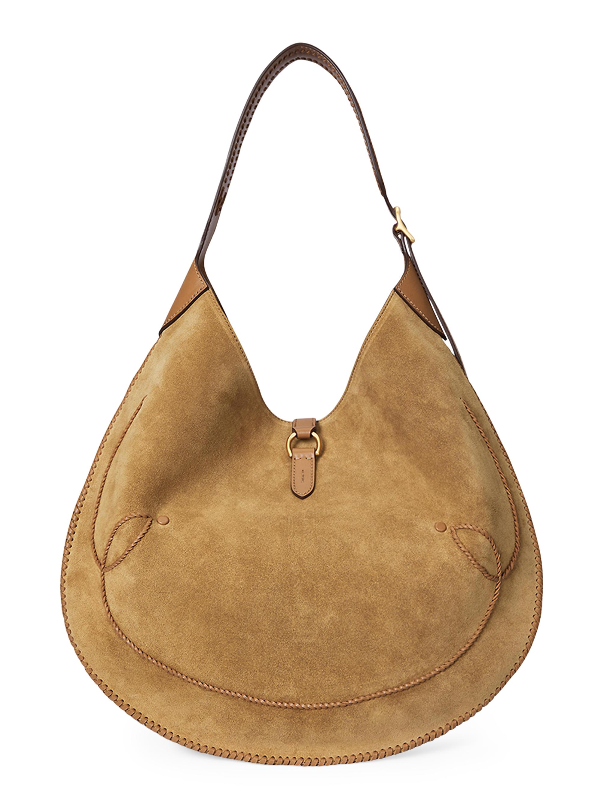 Polo Ralph Lauren Polo ID Medium Whipstitch Suede Shoulder Bag