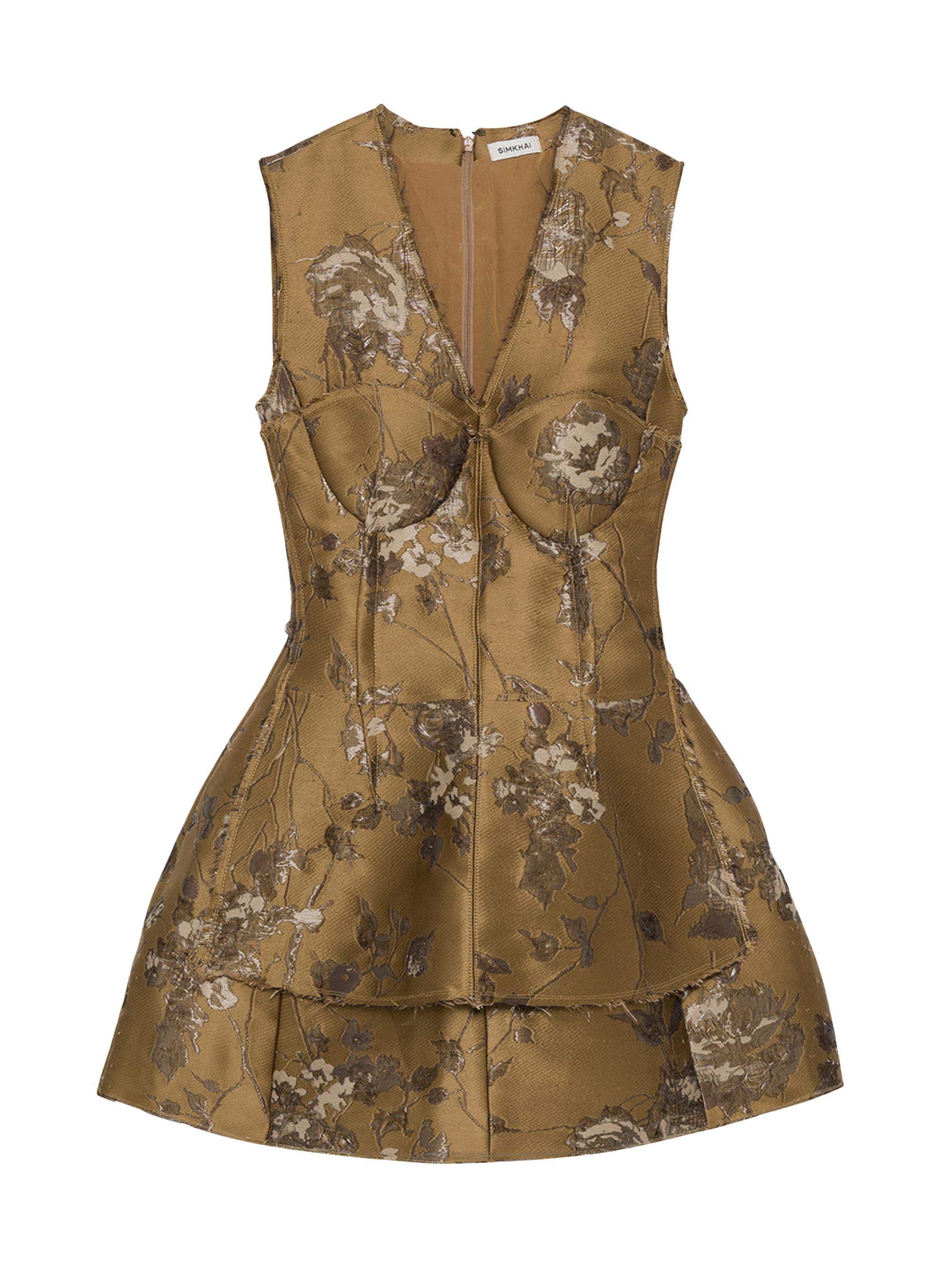 SIMKHAI Women's Brynelle Fit-&-Flare Floral Jacquard Minidress - Brown Metallic