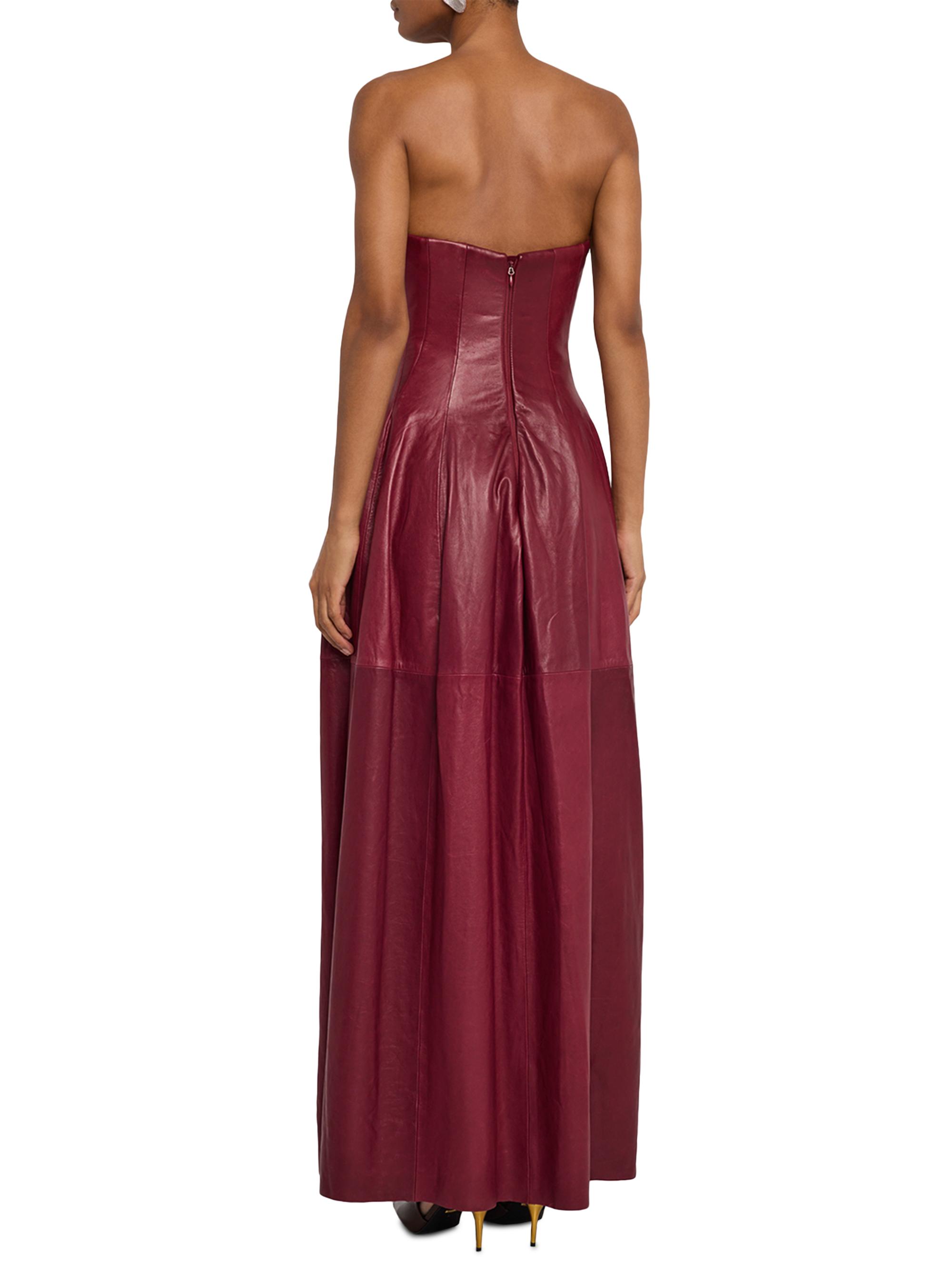 SIMKHAI Women's Carrington Leather Bustier Gown in Cranberry, Size 8