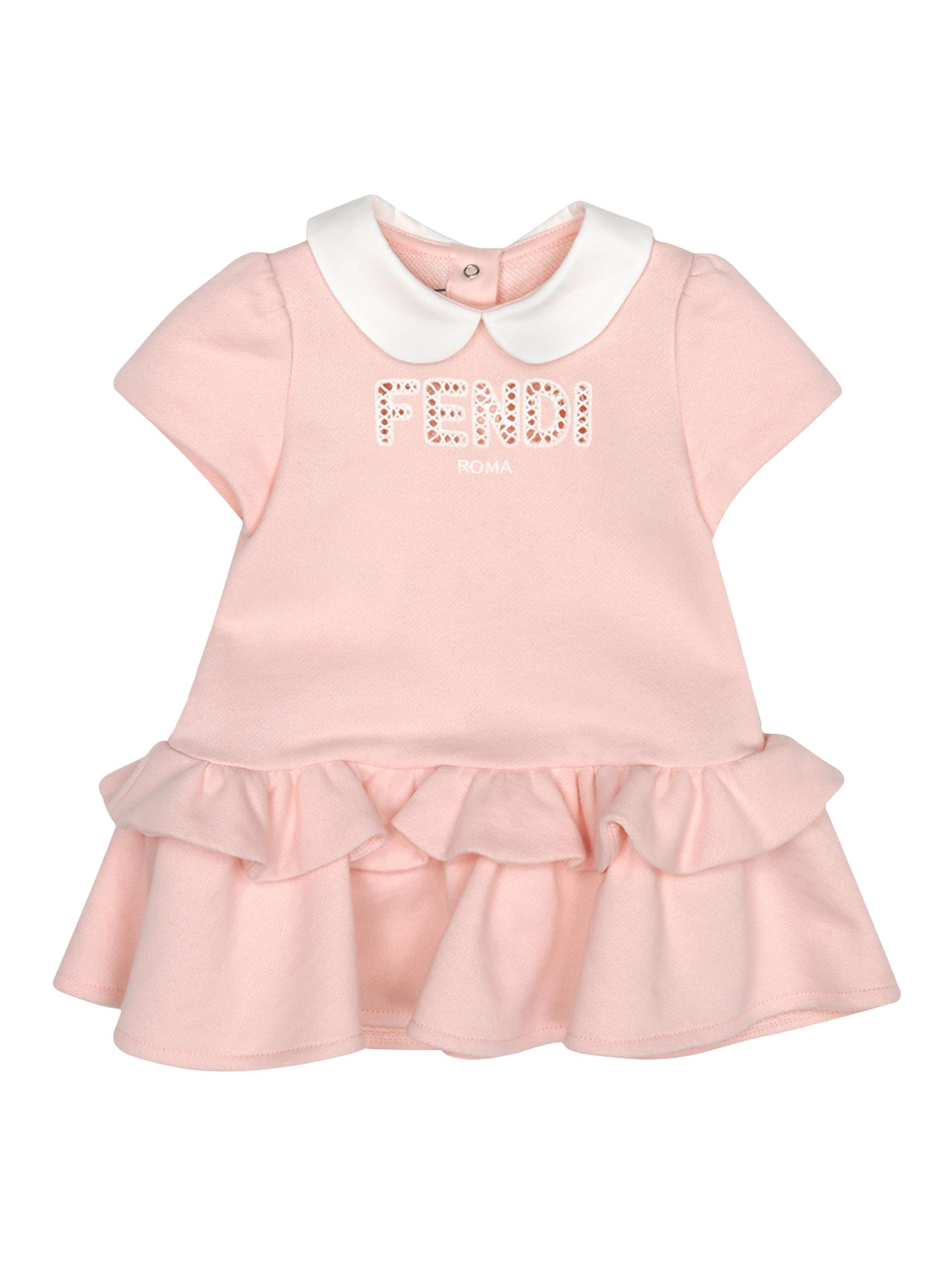 Fendi Baby Girl's Logo Embroidered Cotton Dress - Pink 24 Months