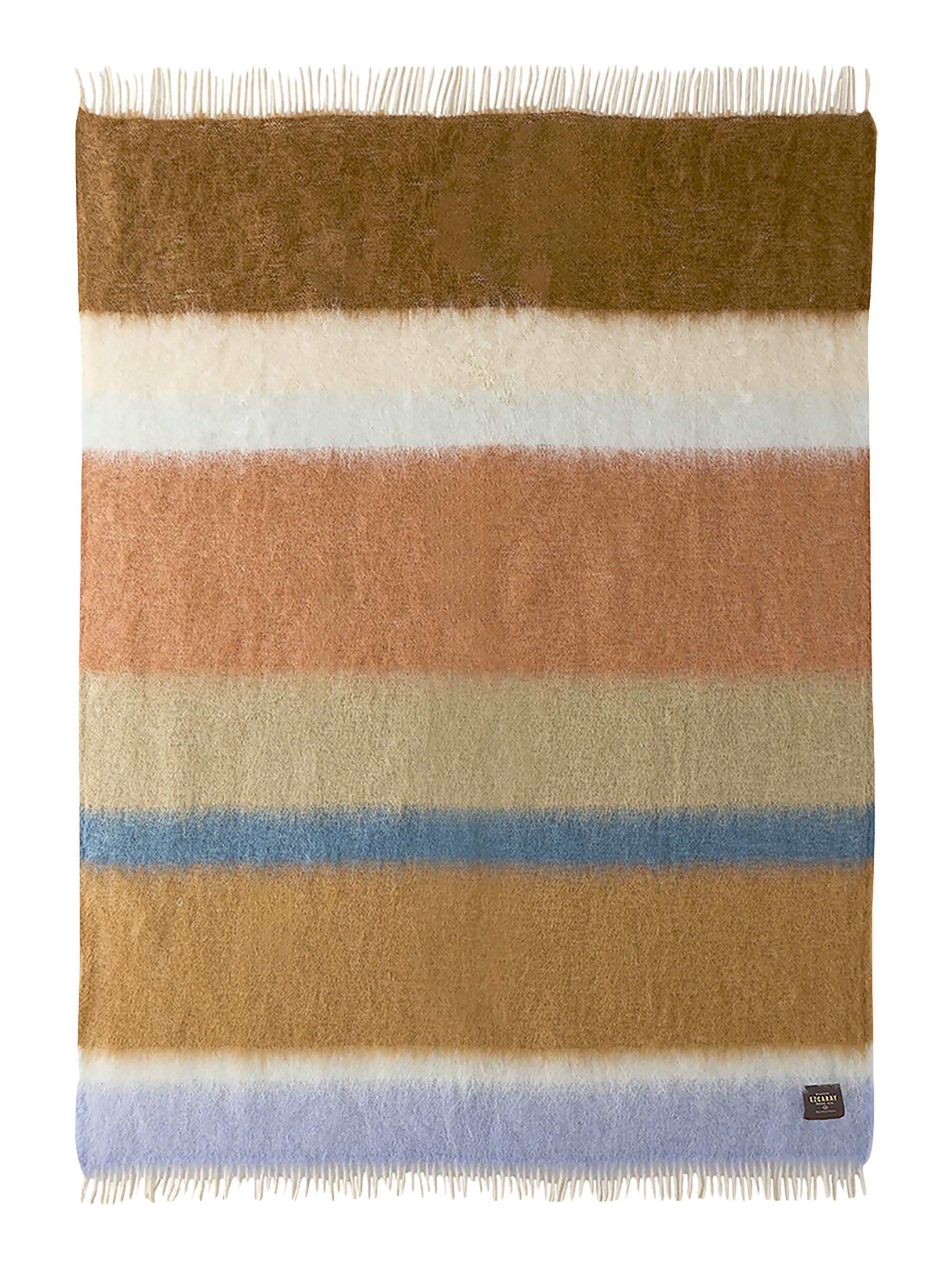 Mantas Ezcaray Matisse Mohair-Merino Wool Throw Blanket - Blue Orange