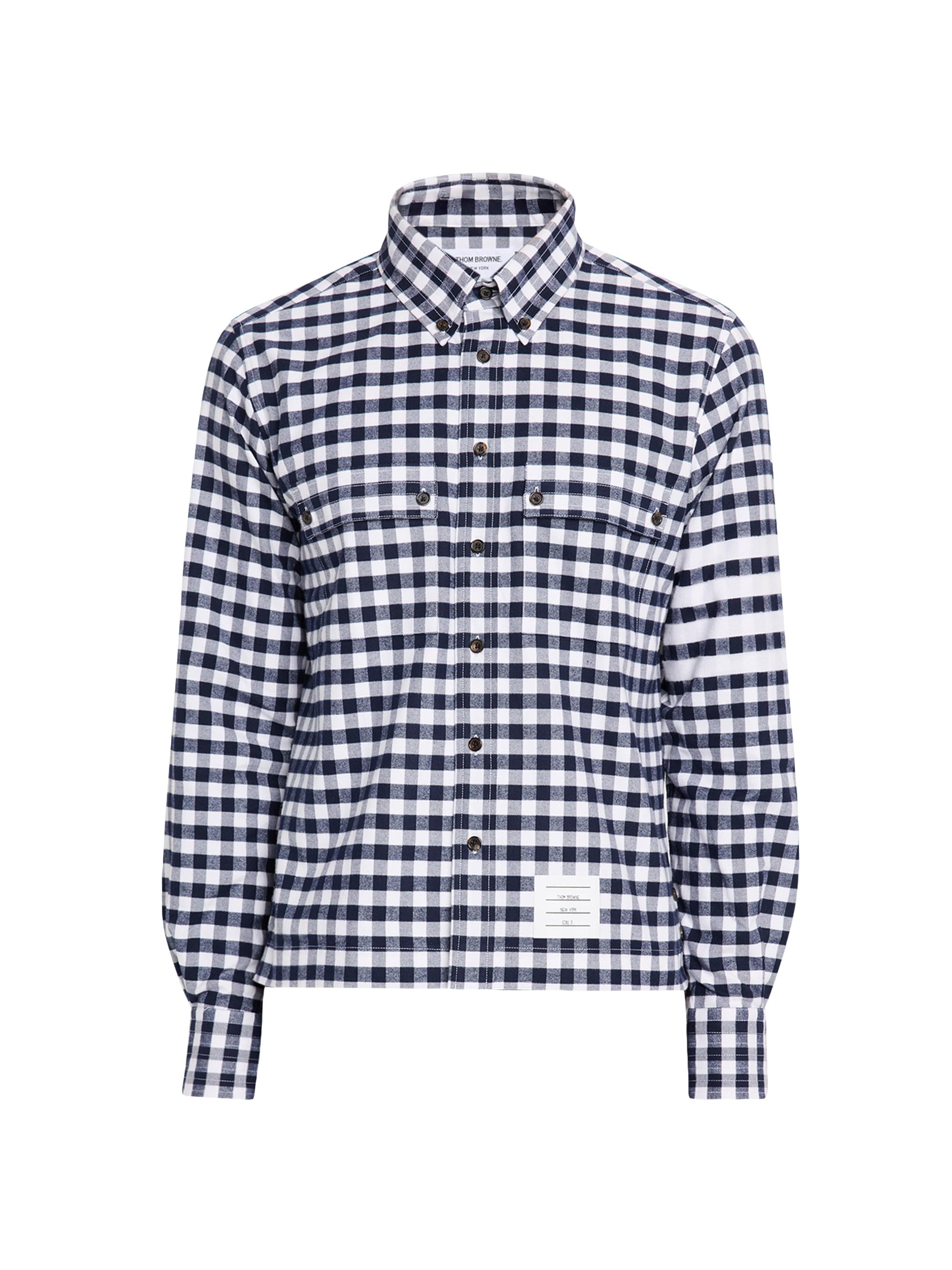 Thom Browne Gingham Check Flannel 4-Bar Utility Shirt | Saks Fifth
