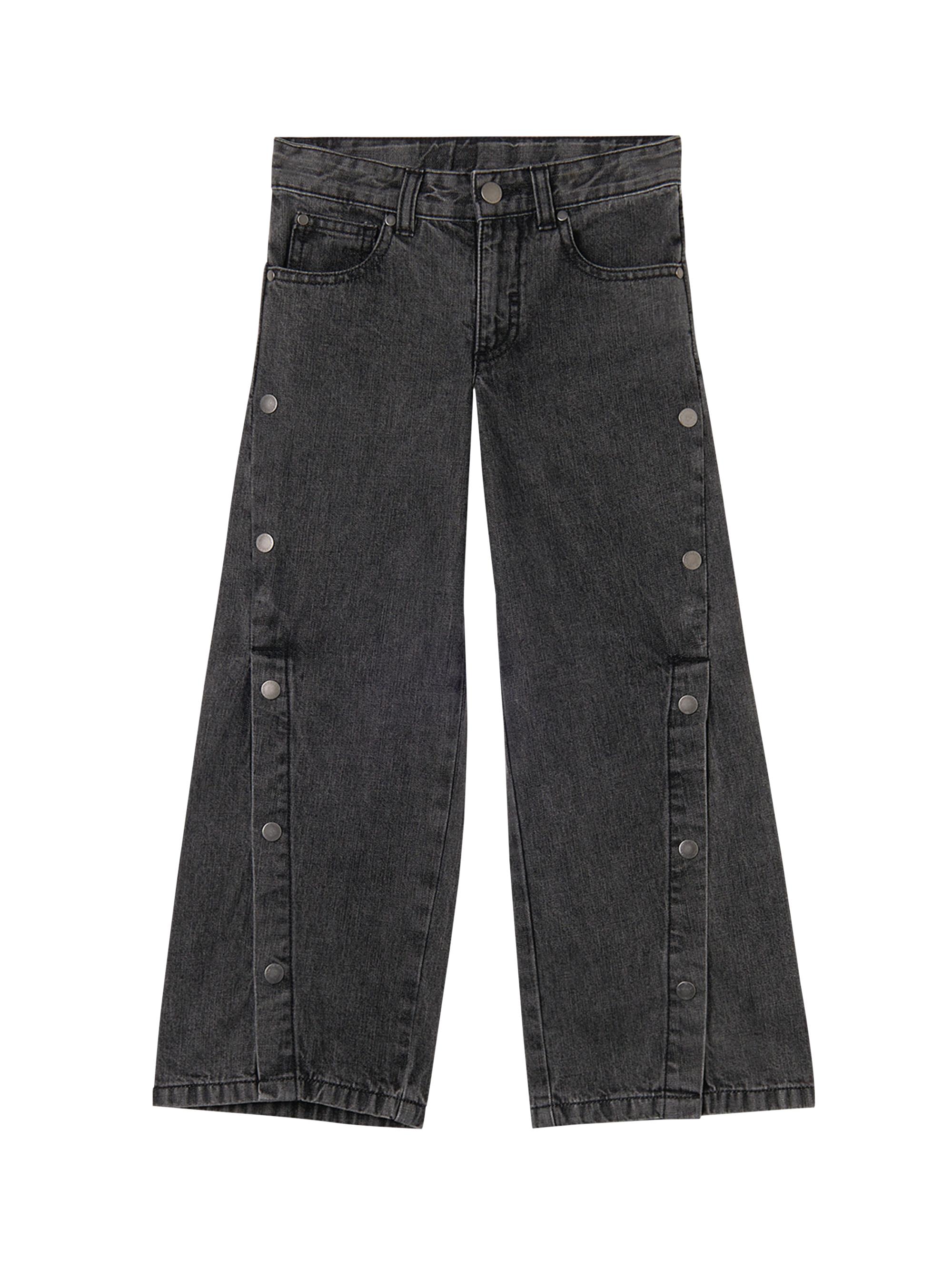Stella McCartney Little Girl's & Girl's Side-Button Wide-Leg Denim Pants - Black