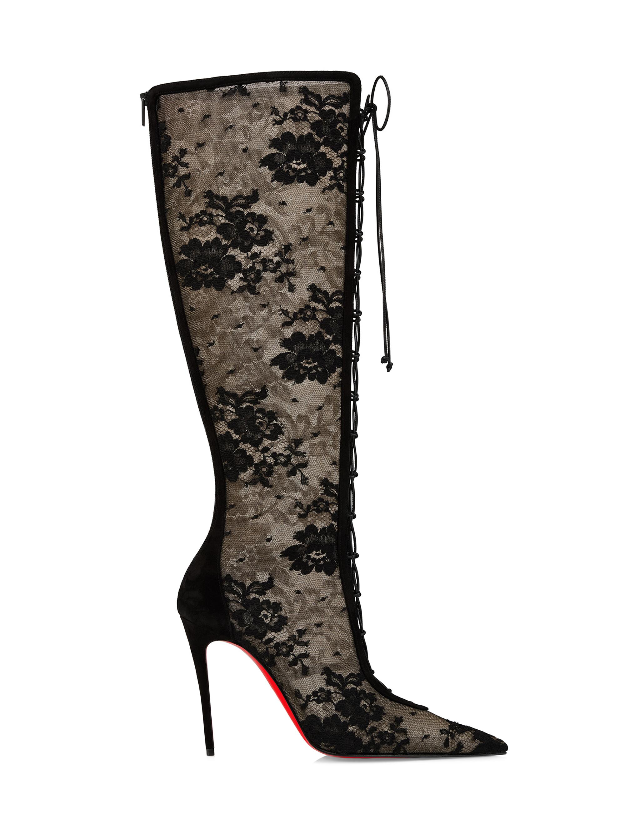 Christian Louboutin Km Botta 100MM Lace and Leather Knee