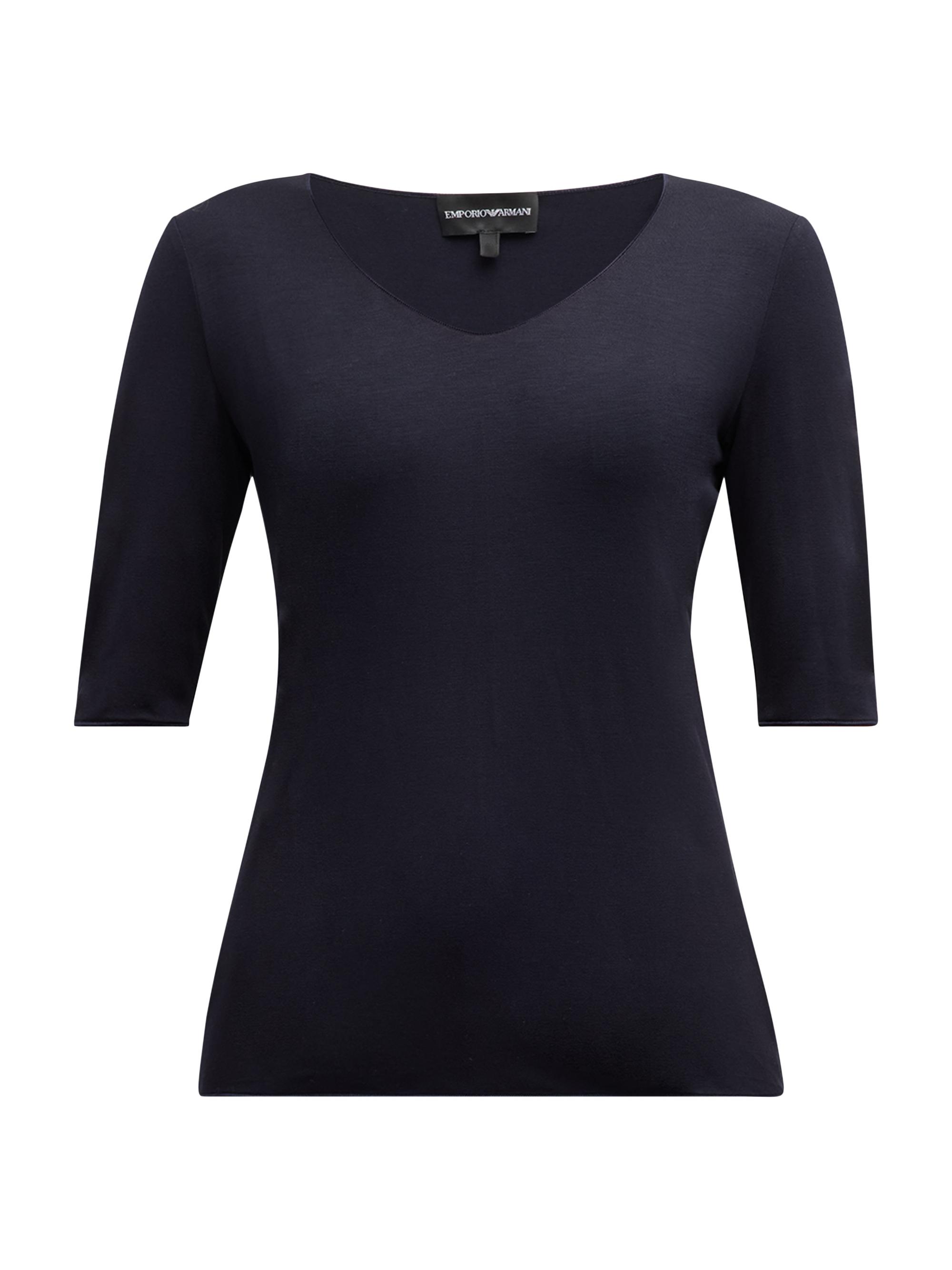 Emporio Armani Women's Stretch Jersey Scoopneck Top - Navy
