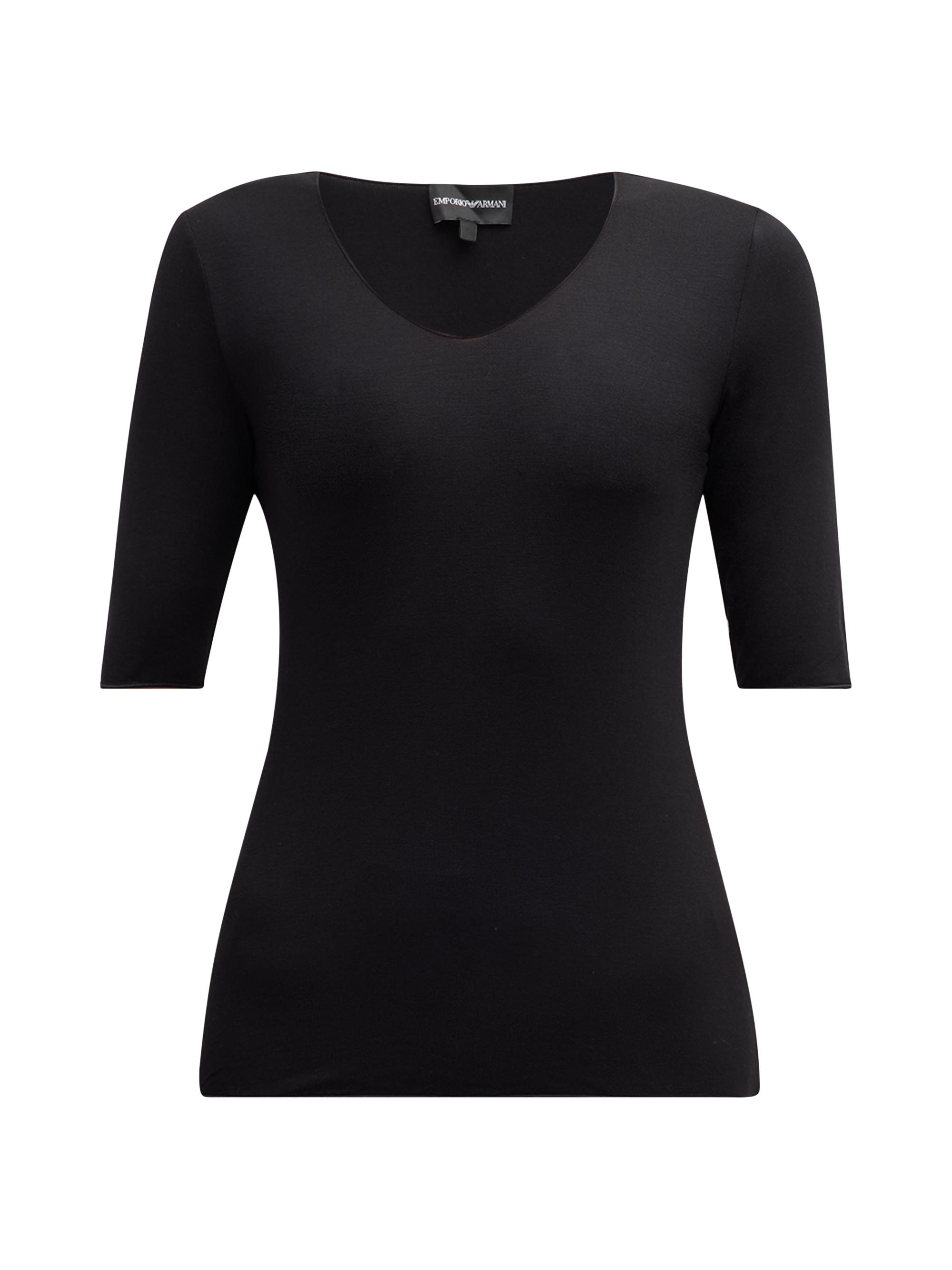 Emporio Armani Women's Stretch Jersey Scoopneck Top - Black
