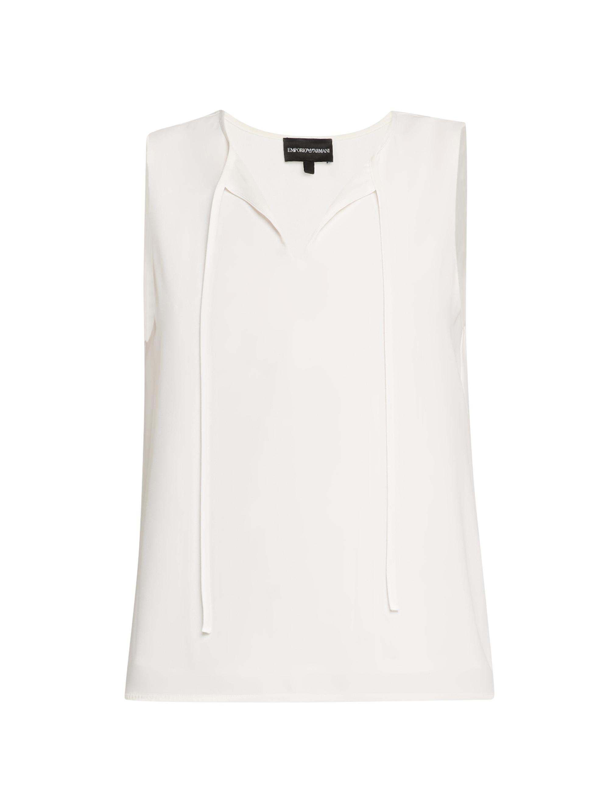 Emporio Armani Women's Split Neck Sleeveless Blouse - White