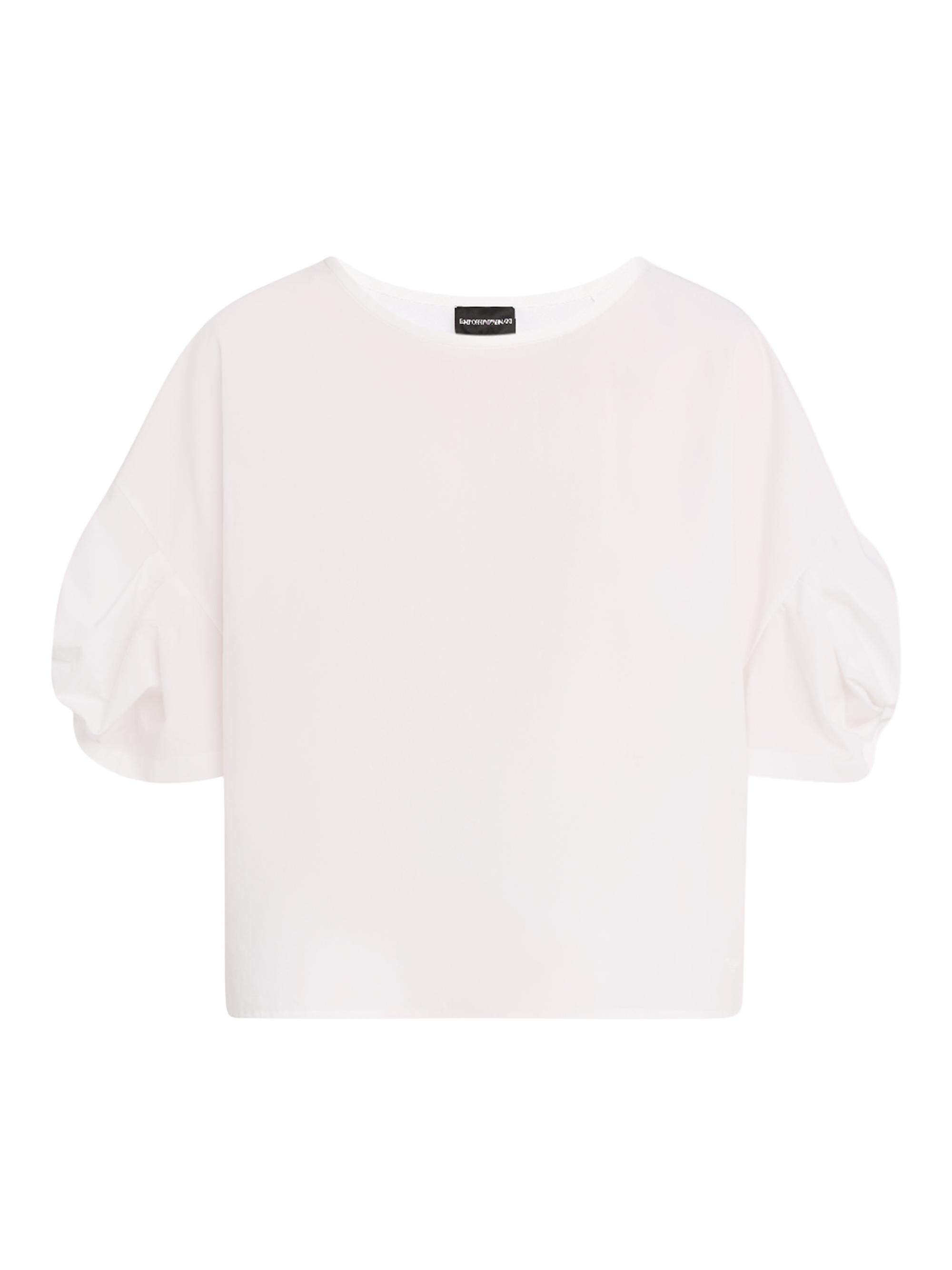 Emporio Armani Women's Puff-Sleeve Cotton Poplin Blouse - White