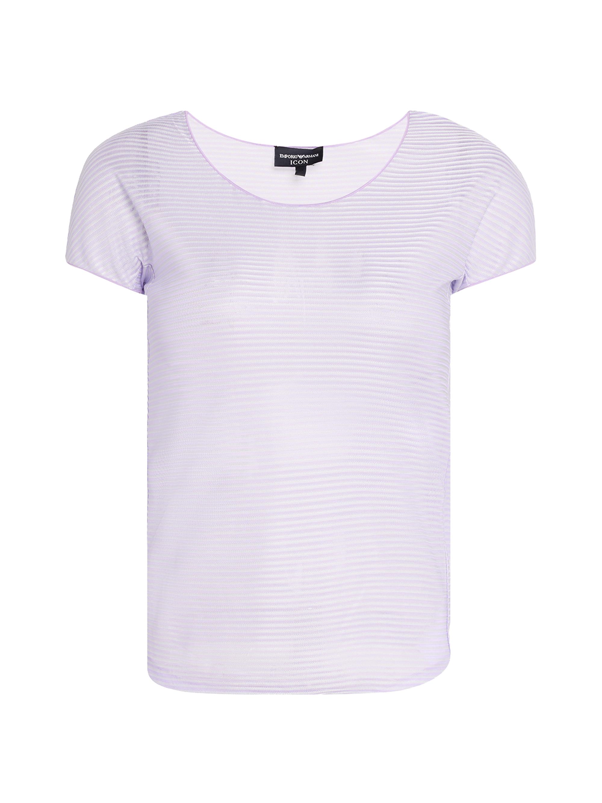 Emporio Armani Women's Sheer Striped Viscose T-Shirt - Lilac