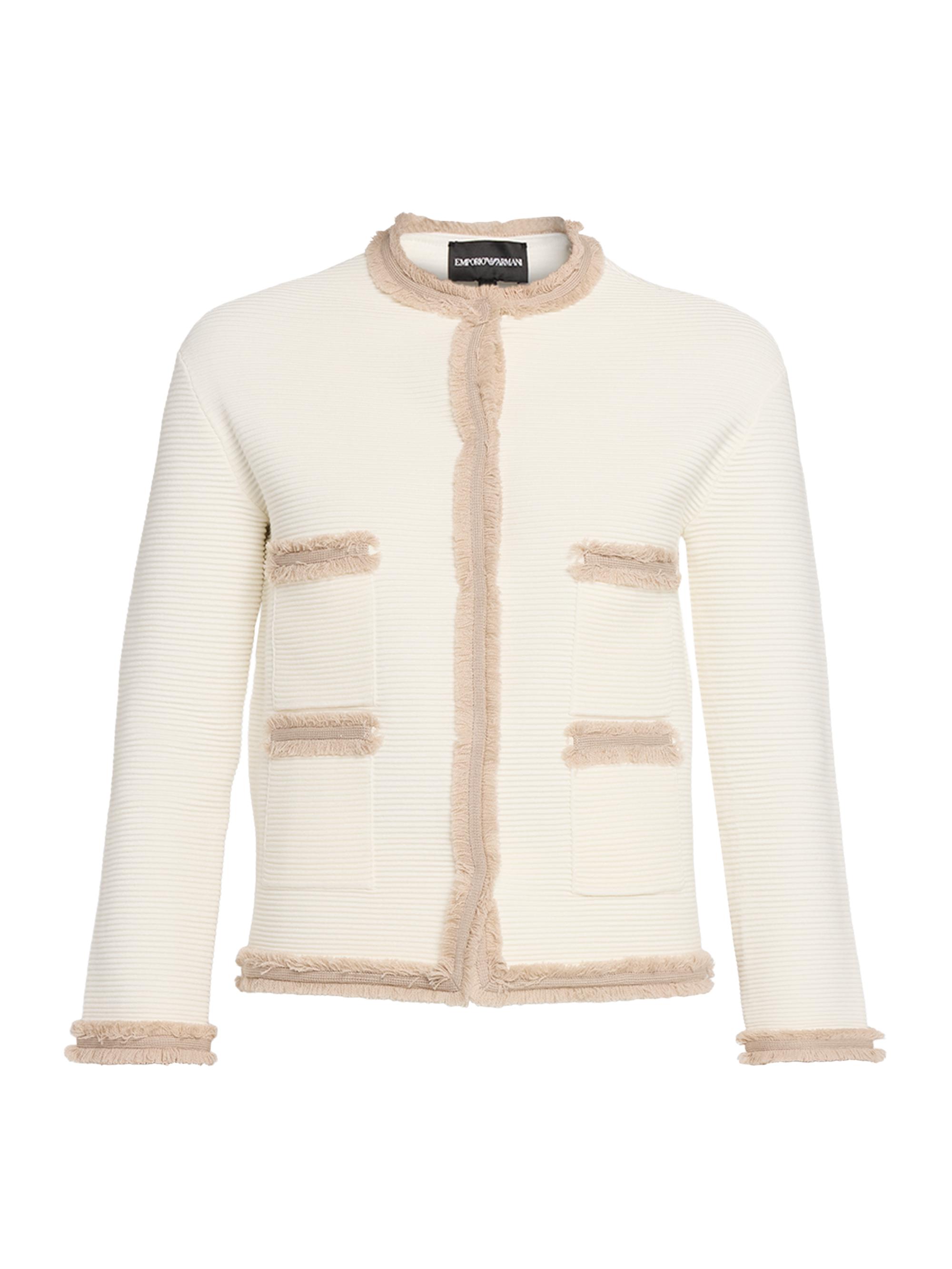Emporio Armani Women's Knitted Ottoman-Rib Blazer - White