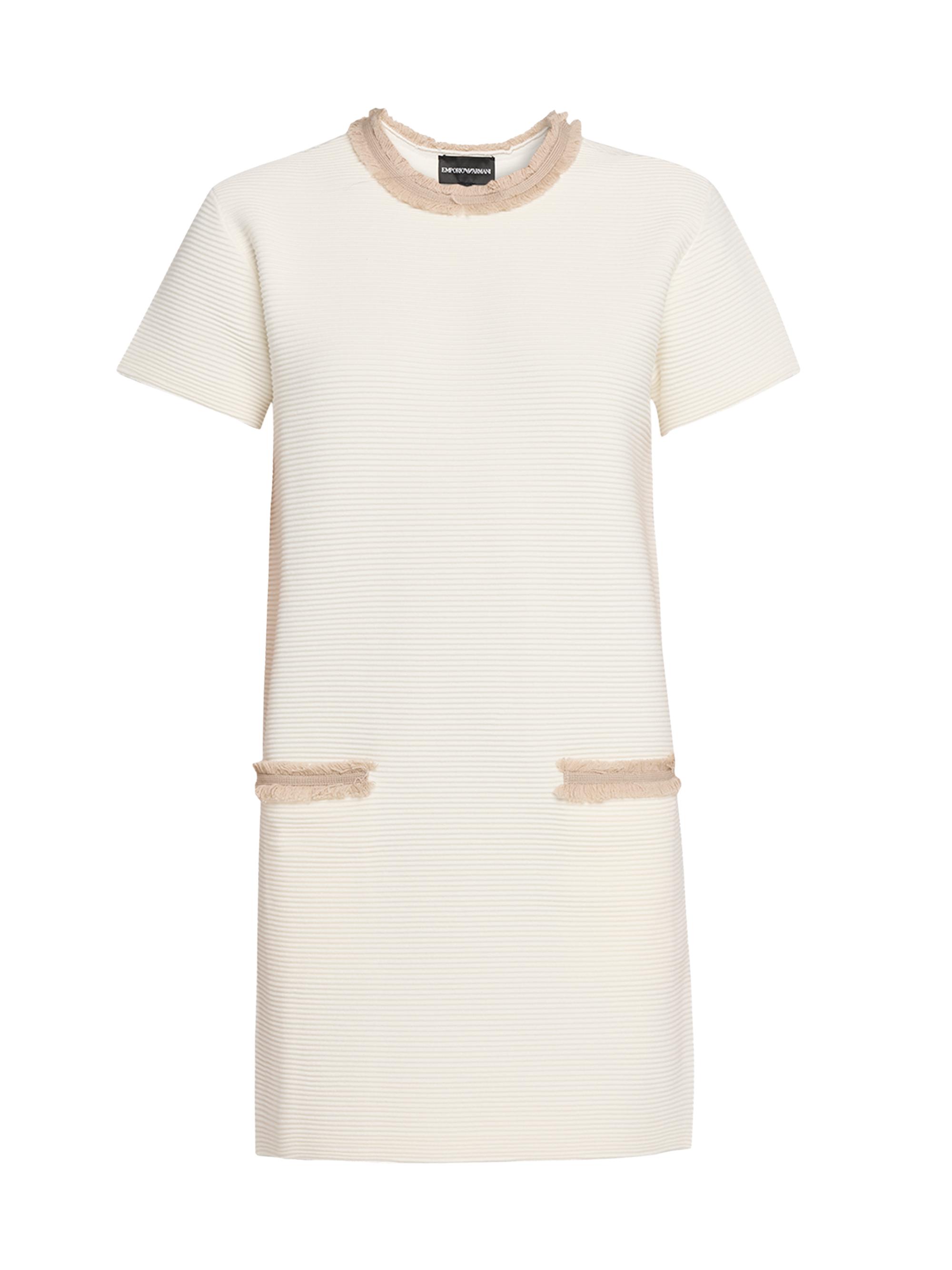 Emporio Armani Women's Fringe-Trim Ottoman Rib Shift Minidress - White