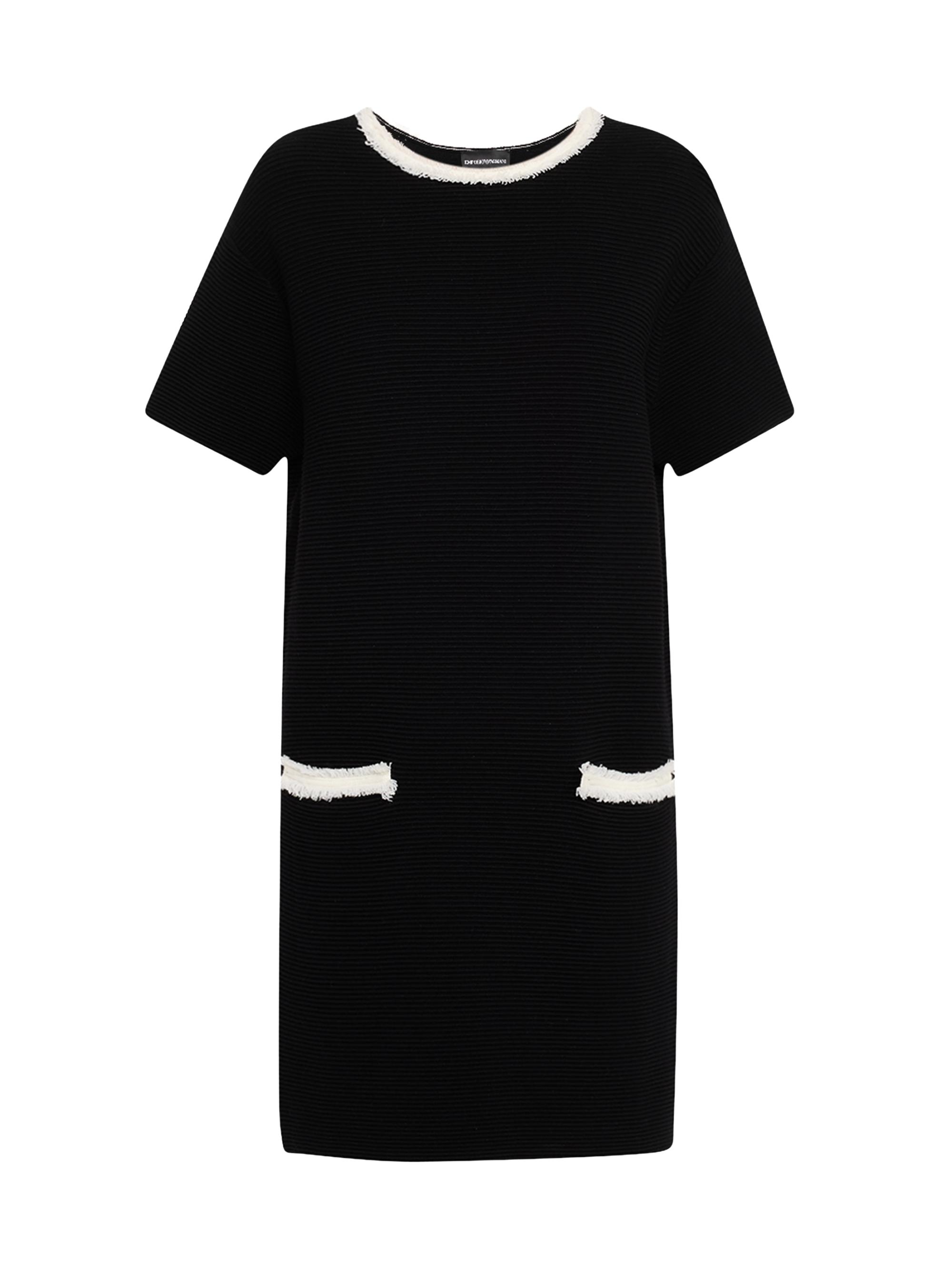 Emporio Armani Women's Fringe-Trim Ottoman Rib Shift Minidress - Black