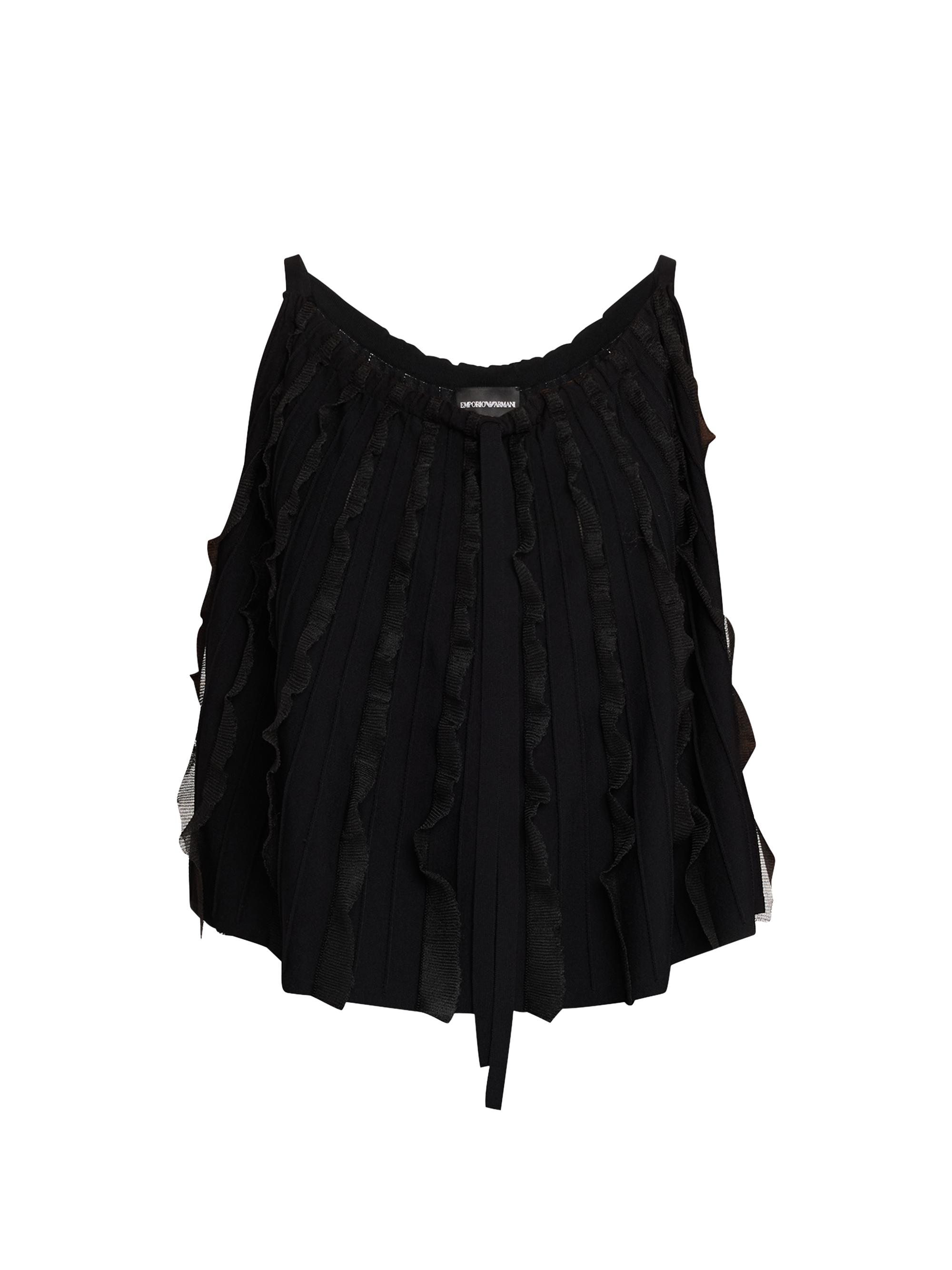 Emporio Armani Women's Ruffle-Trim Ribbed Tank - Black