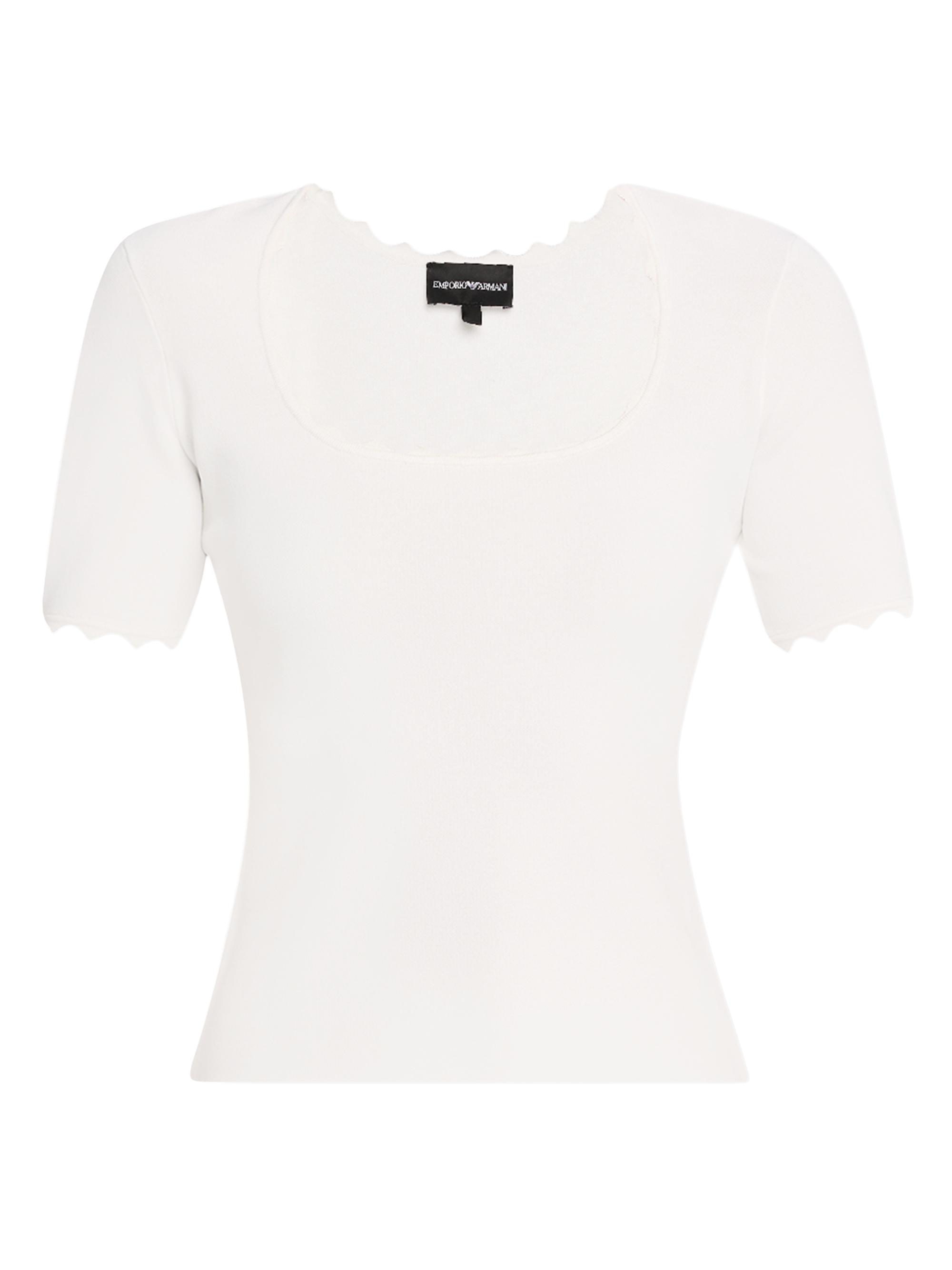 Emporio Armani Women's Stretch Milano Scalloped Top - White