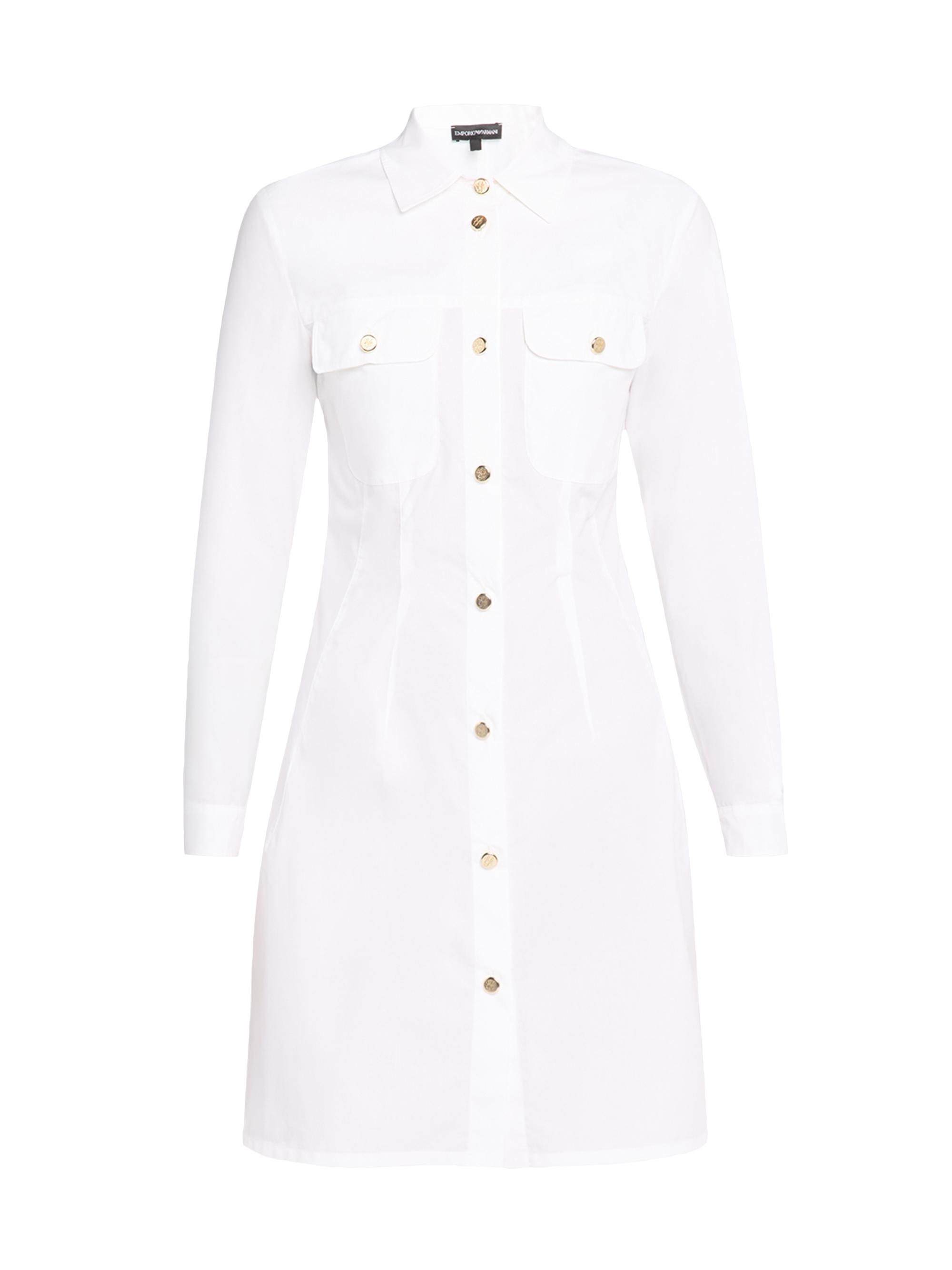 Emporio Armani Women's Cotton Poplin Mini Shirtdress - White