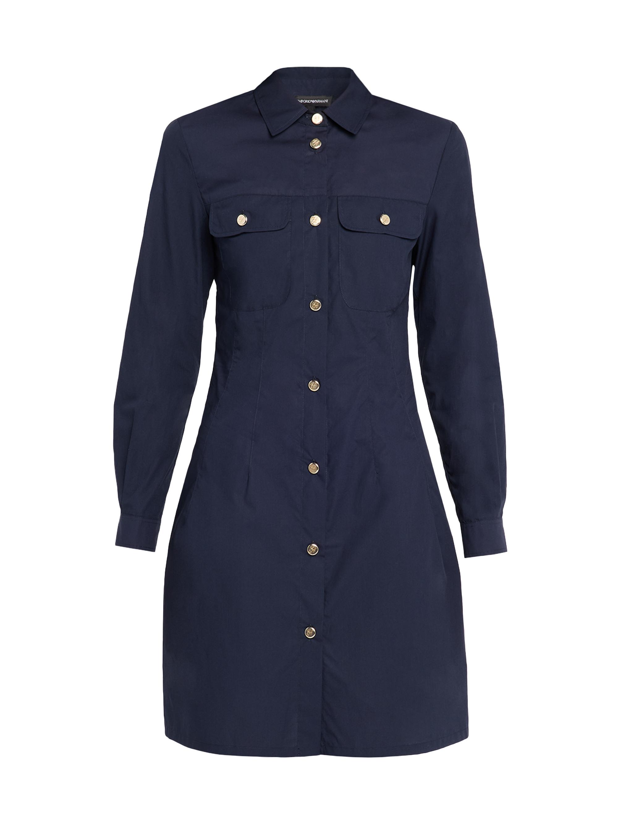 Emporio Armani Women's Cotton Poplin Mini Shirtdress - Navy