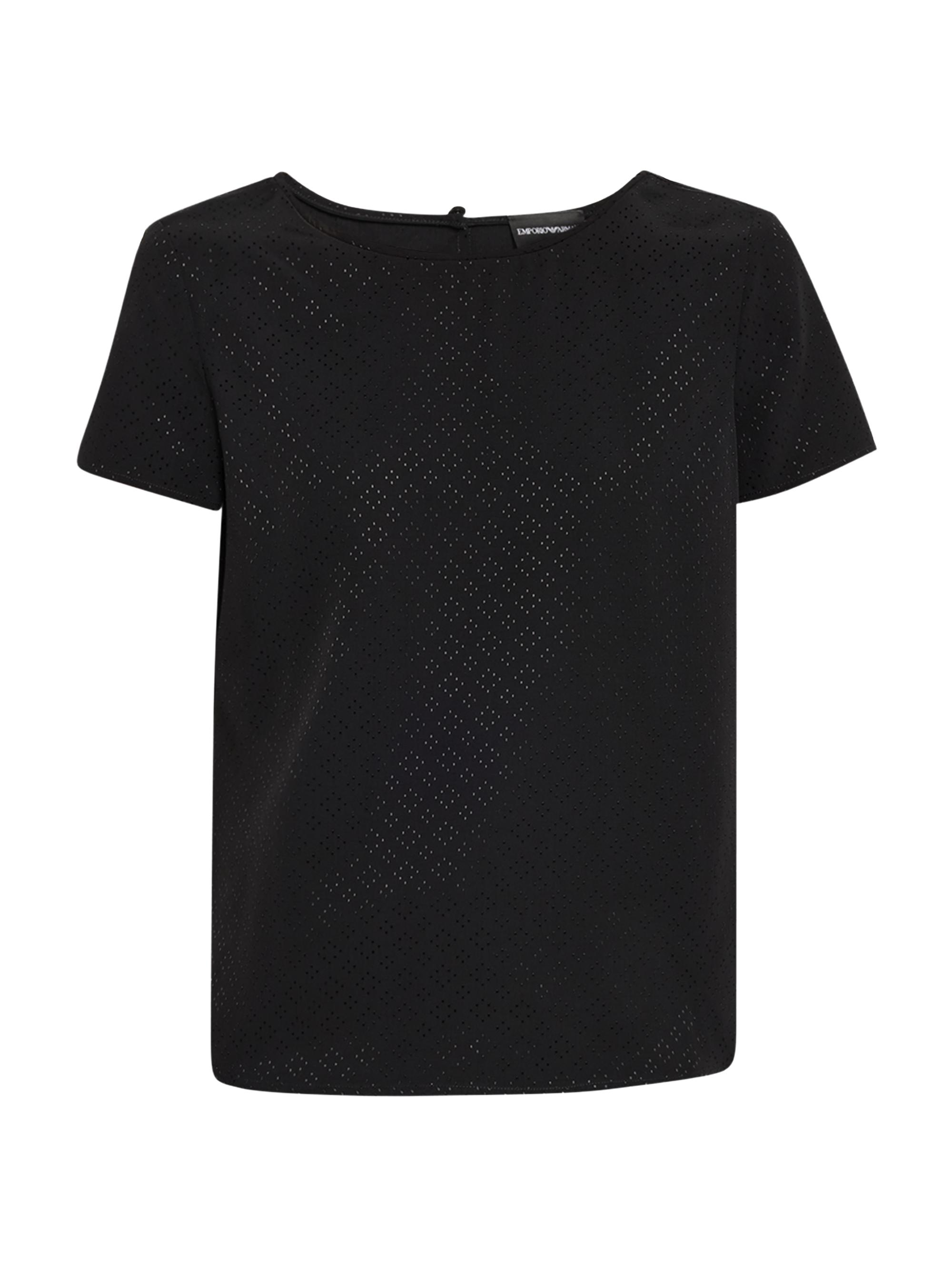 Emporio Armani Women's Laser-Cut Satin T-Shirt - Black