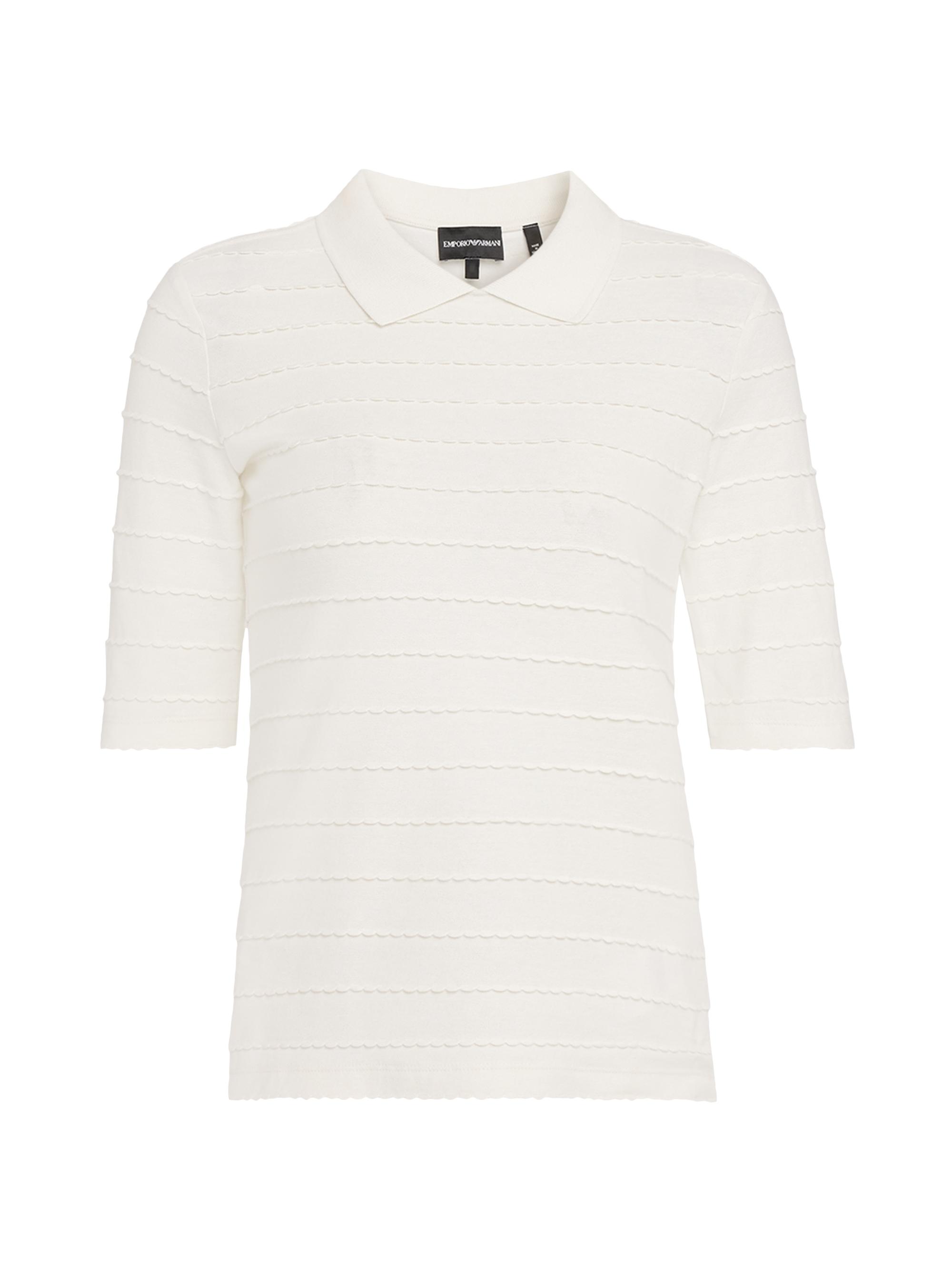 Emporio Armani Women's Knit Cotton Scallop-Trim Top - Beige