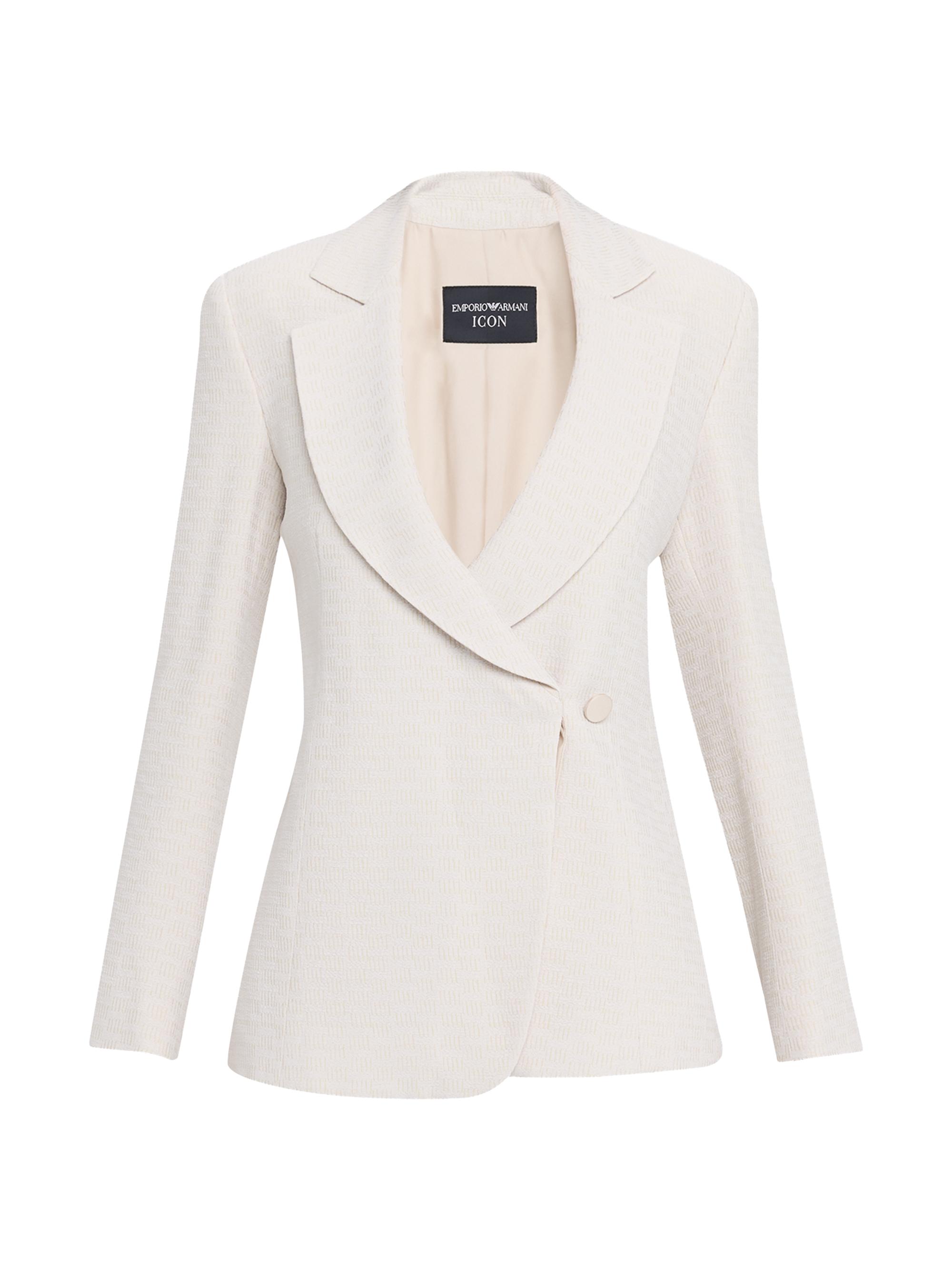 Emporio Armani Women's Single-Breasted Armure Blazer - White Pattern