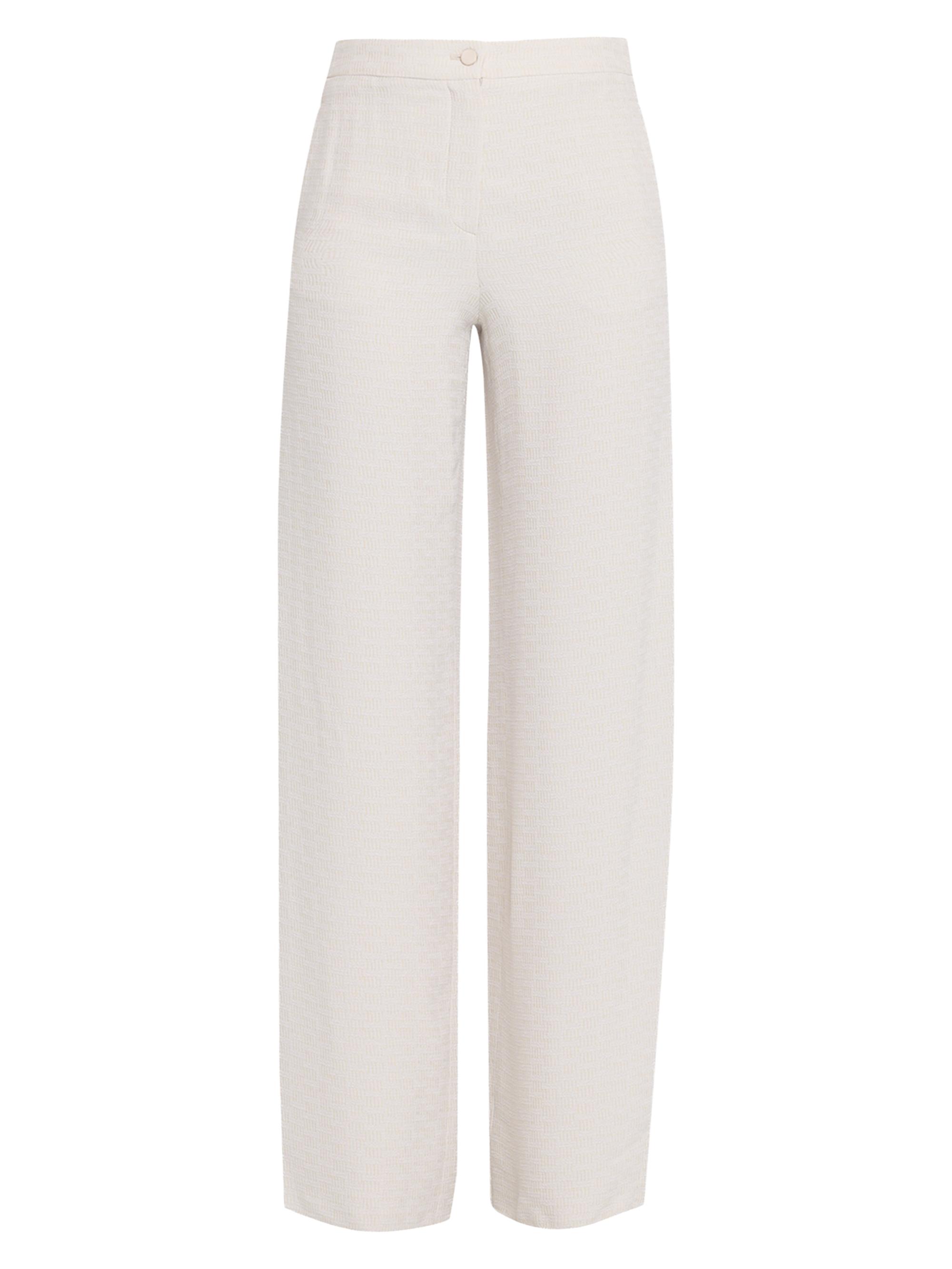 Emporio Armani Women's High-Rise Textured Armure Trousers - White Pattern