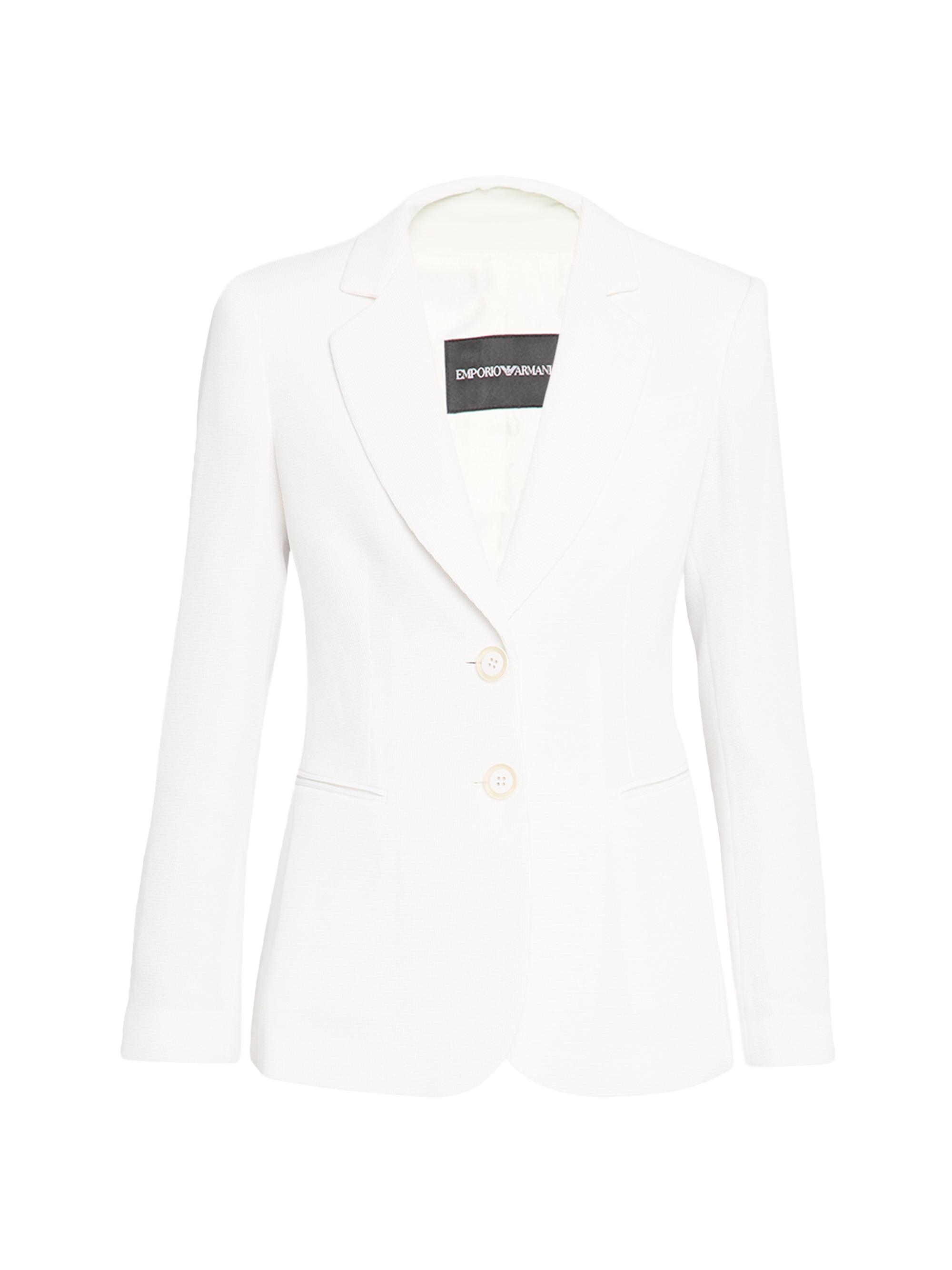 Emporio Armani Women's Single-Breasted Waffle Blazer - White