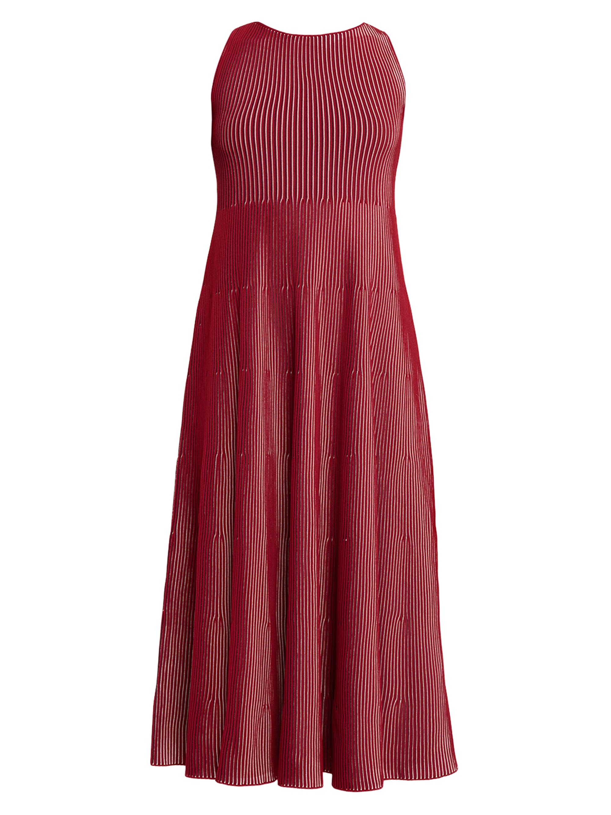 Emporio Armani Women's Two-Tone Rib-Knit Midi-Dress - Dark Red