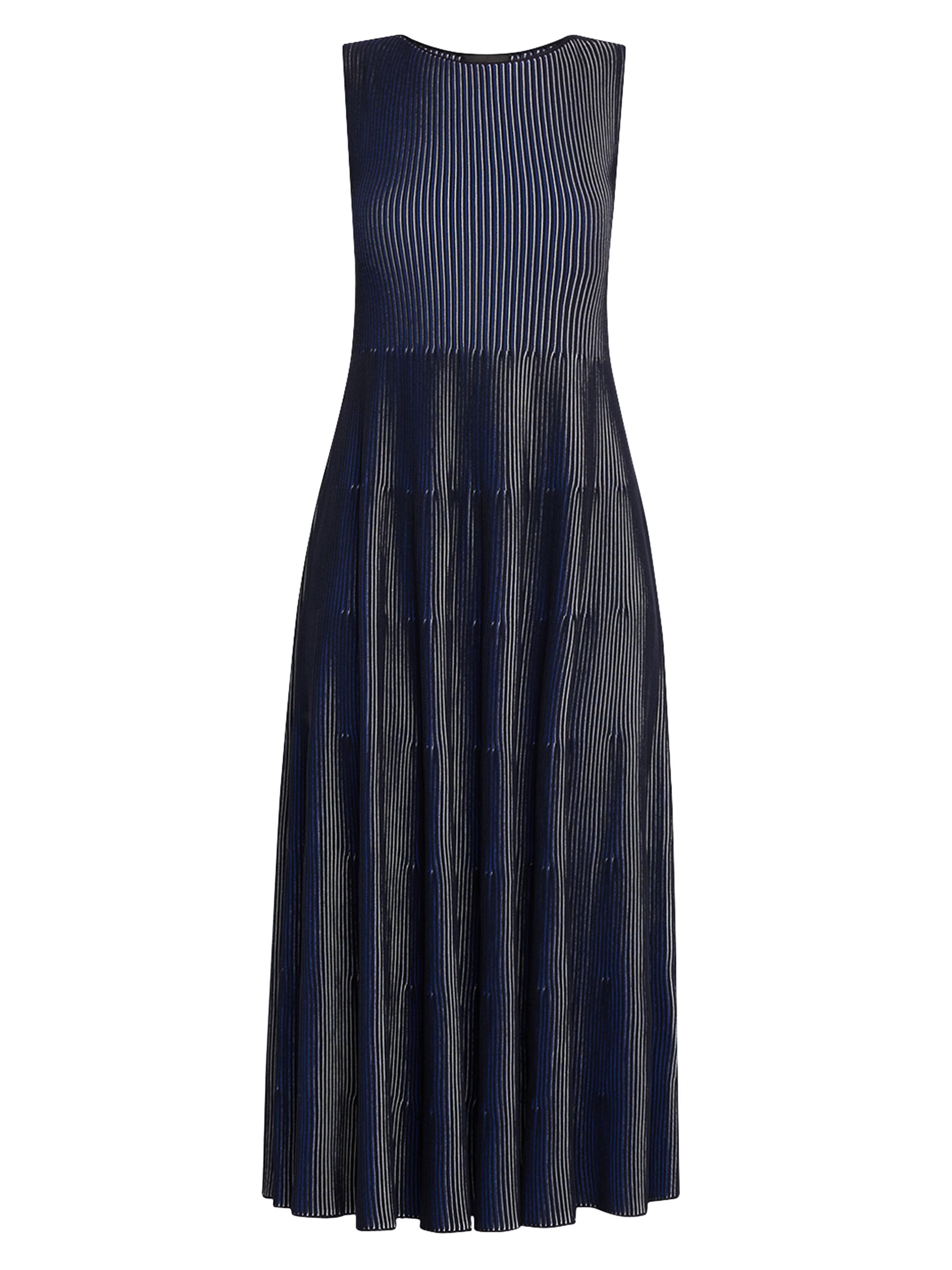 Emporio Armani Women's Rib-Knit Tiered Striped Midi-Dress - Black Blue