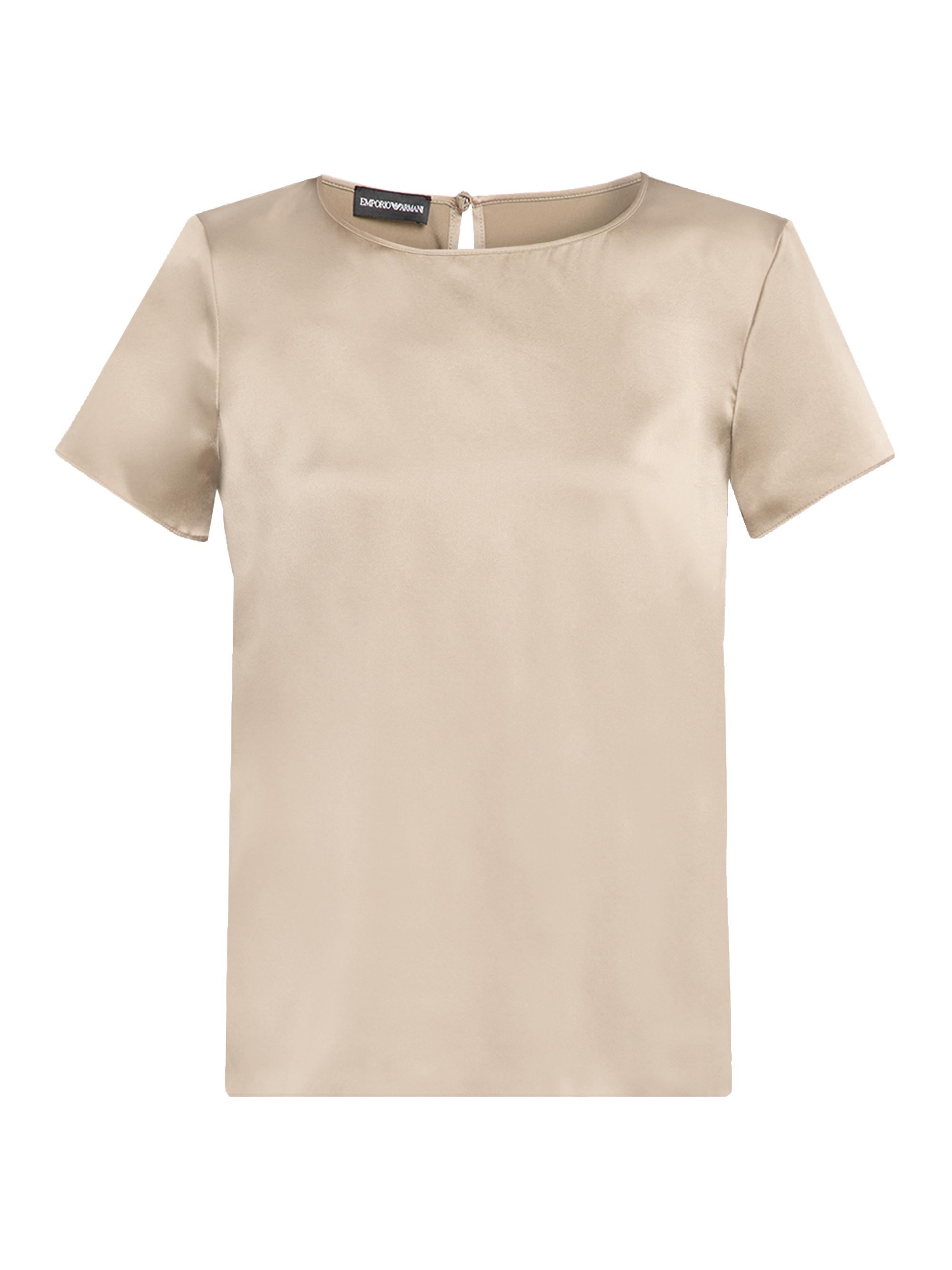 Emporio Armani Women's Satin Crewneck T-Shirt - Sand