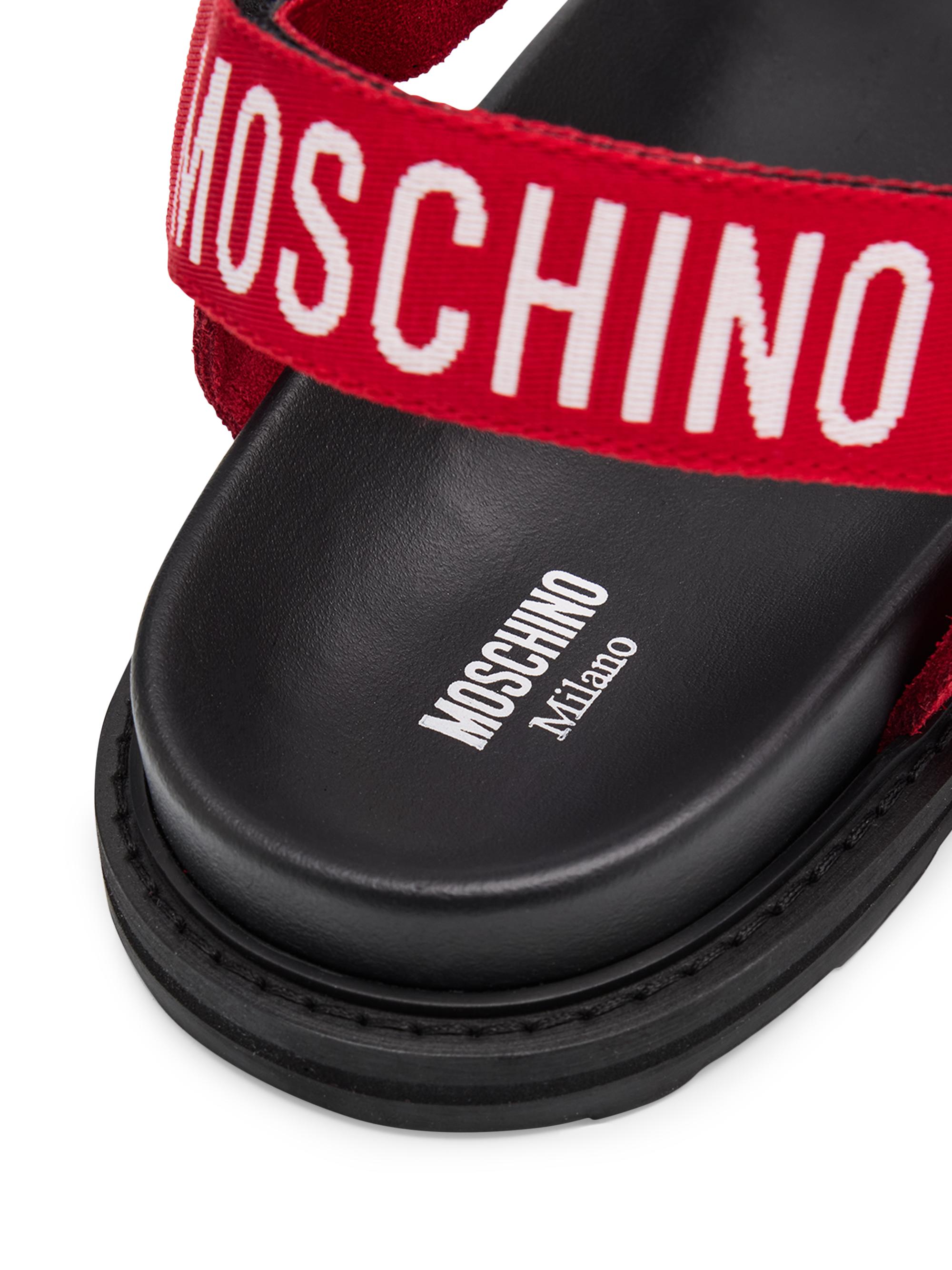 Moschino Leather & Suede Logo Strap Sandals | Saks Fifth Avenue