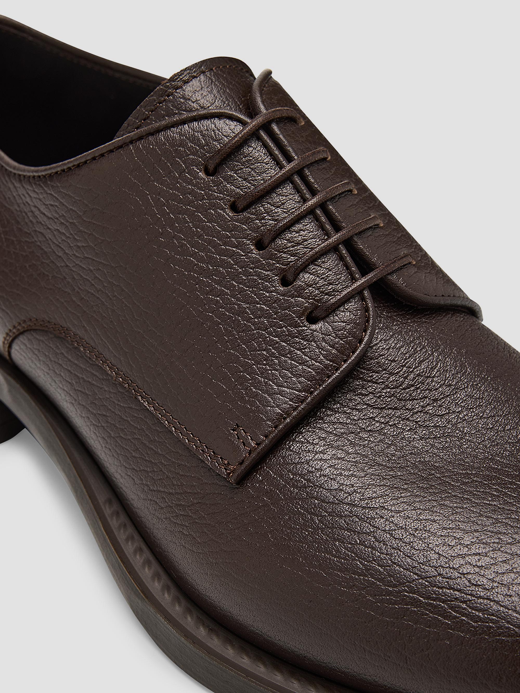 Giorgio Armani Grain Leather Rubber-Sole Derby Shoes | Saks Fifth