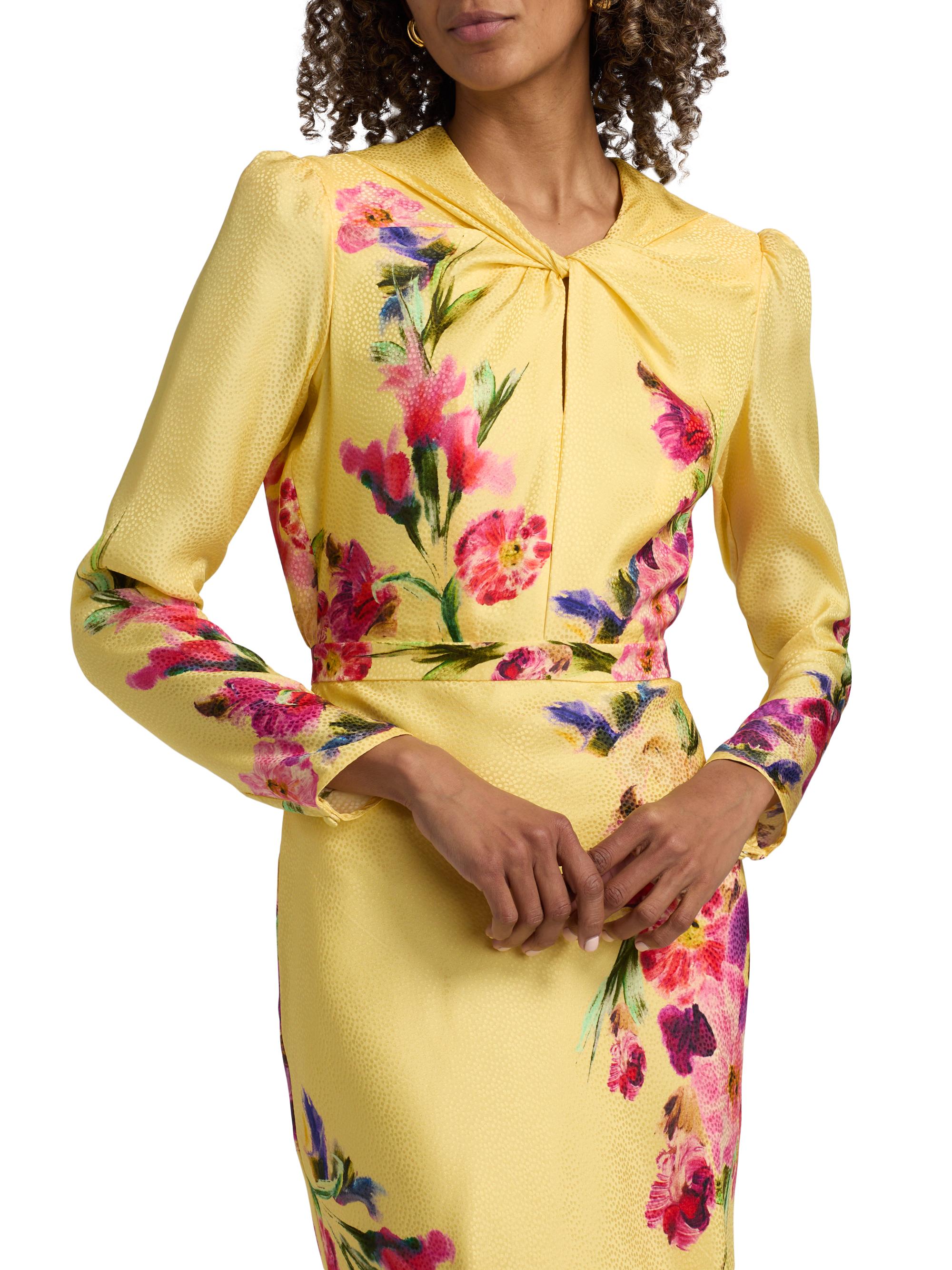 Saloni Women's Claudia Floral Satin Silk Midi-Dress - Kanjiro Adorning Placement | Thumbnail 6